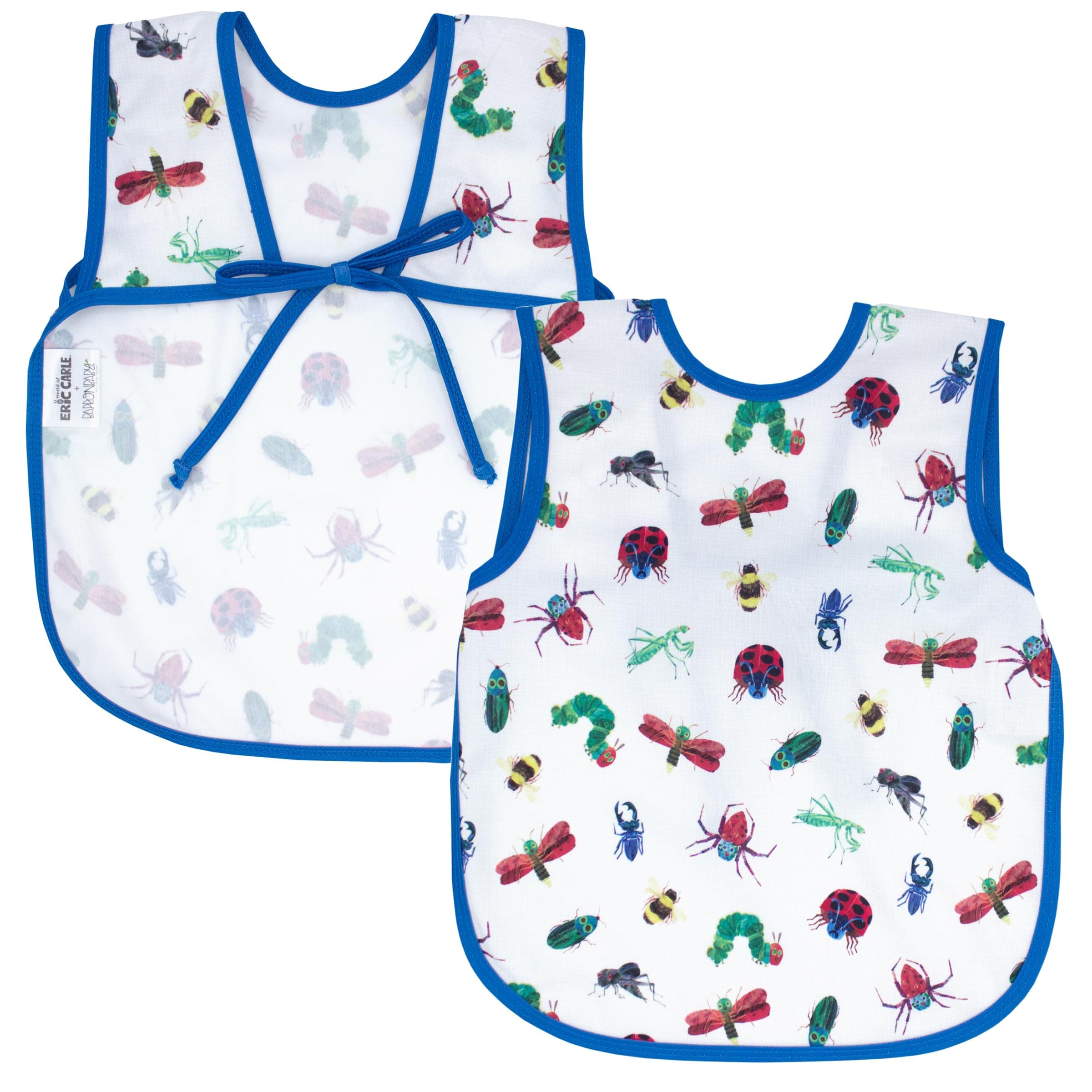 Eric Carle Bug World Bapron - No Neck Tie Safer Bib for Baby & Toddler - Soft Waterproof Stain Resistant - Machine Washable - Sz Baby/Toddler 6m-3T