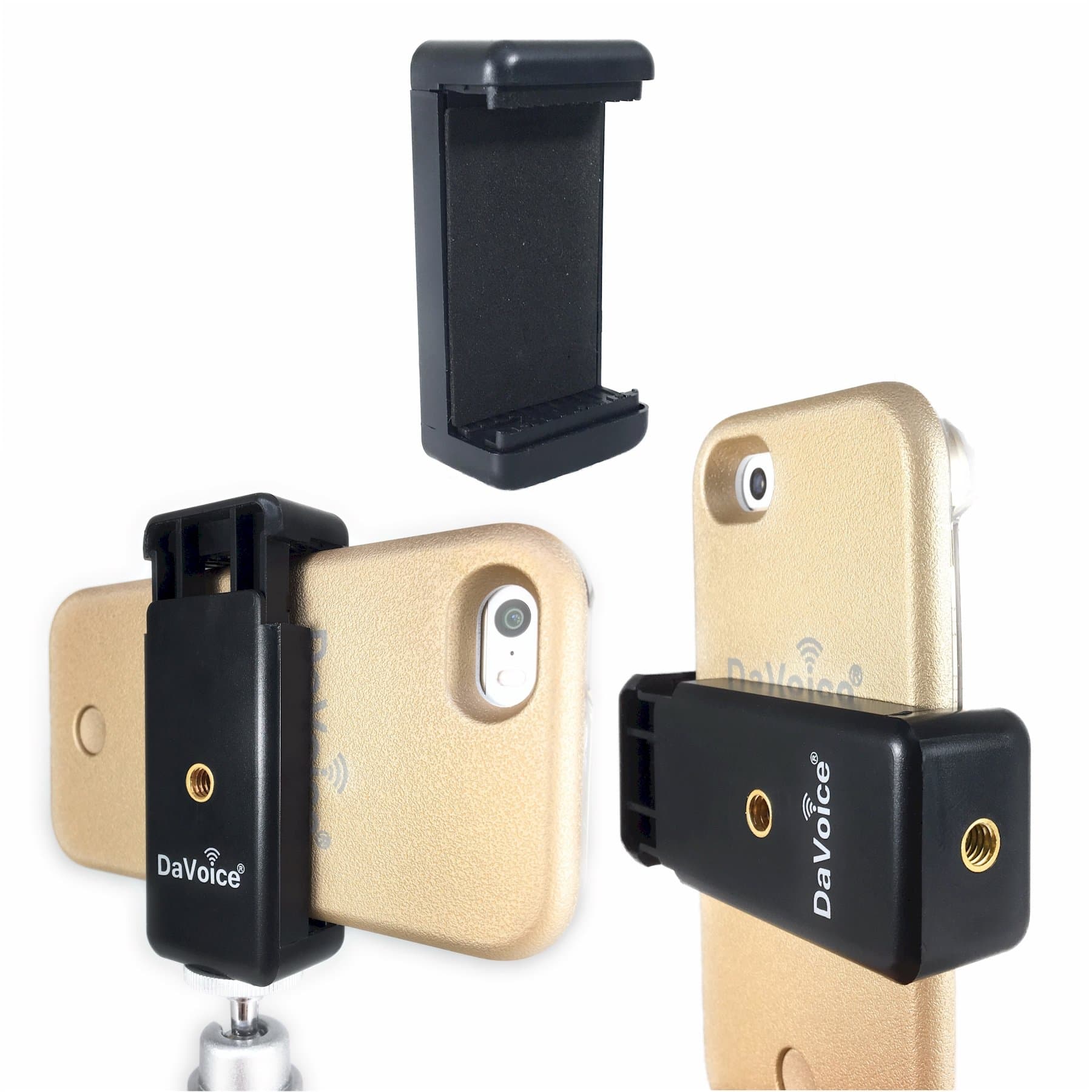 DaVoice iPhone Tripod Mount - Phone Tripod Mount - Tripod Phone Mount - for Portrait Vertical or Landscape Horizontal Compatible with iPhone 11 Pro X XS XR 8 7 Samsung Galaxy S10 S9 S8 S7 (Black)
