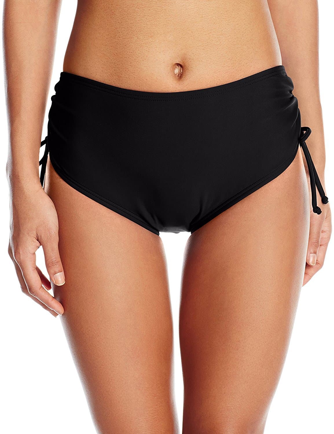 Women's Side Shirred Adjustable High Waist Bikini Bottom