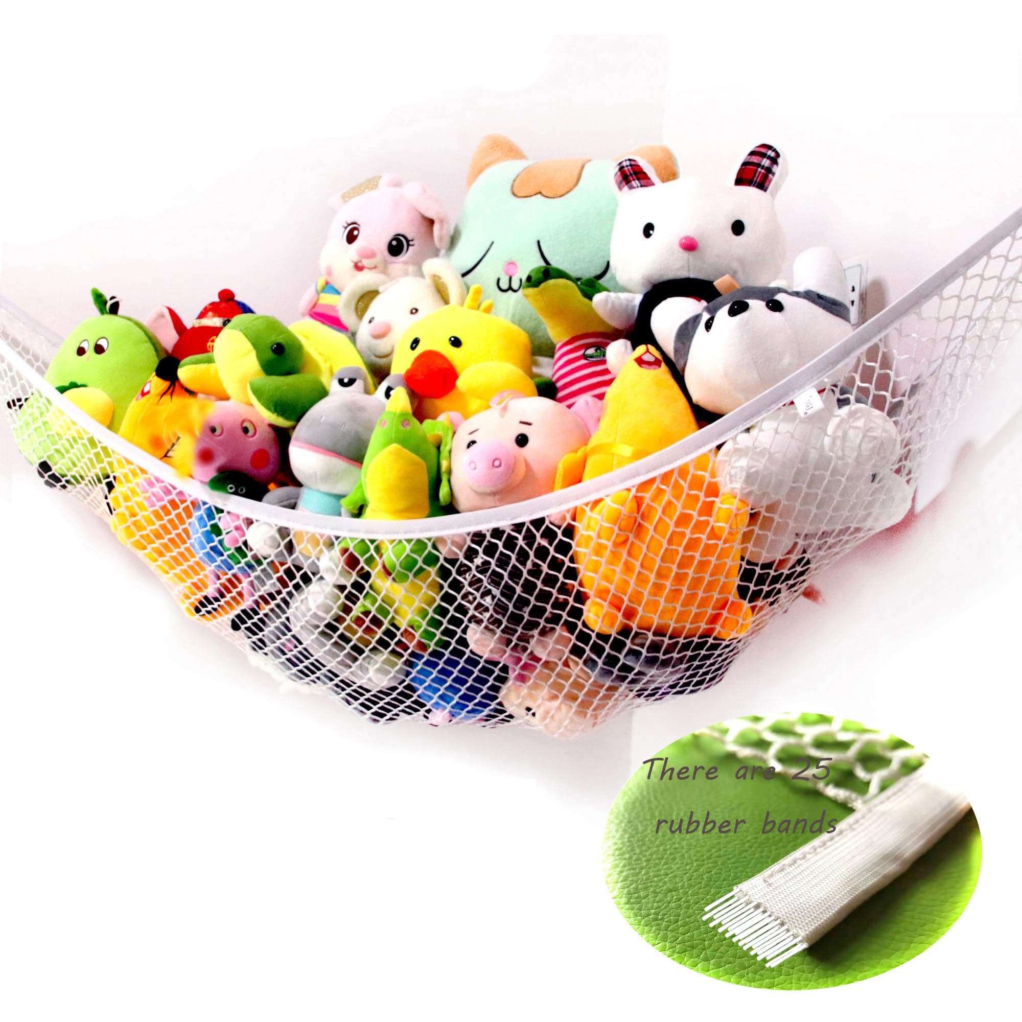 Stuffed Animal Hammock Corner Storage Net, Teddy Bear Hammock, 4cm Wide Thickened Rubber Band of Toy Net, 75 x59 x59 in super large 1 Pack