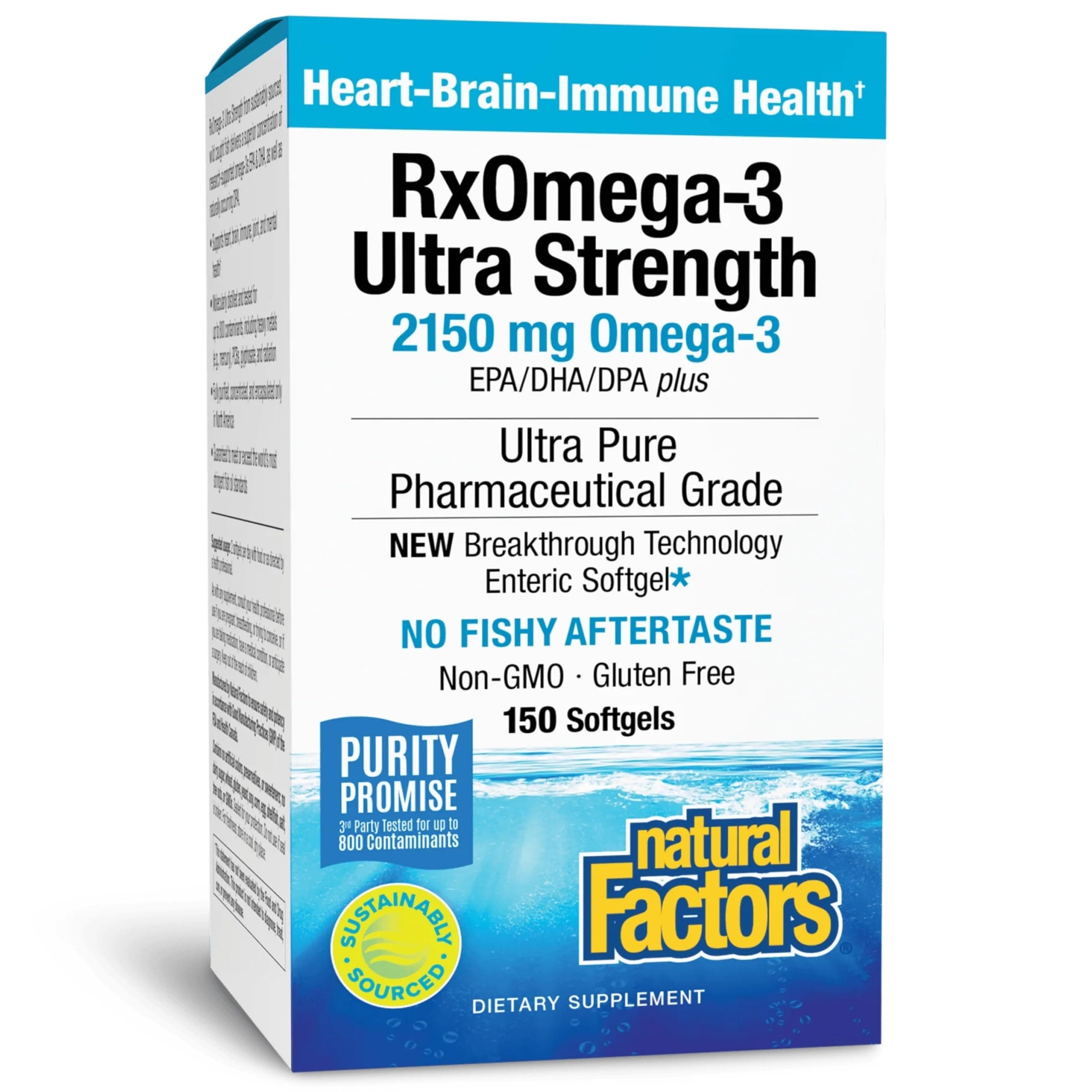 RxOmega-3 Ultra Strength - Brain & Heart Health Support - Eye Health Supplement with EPA & DHA - Supplement with Omega-3 Fatty Acids - 150 Softgels (75 Servings)