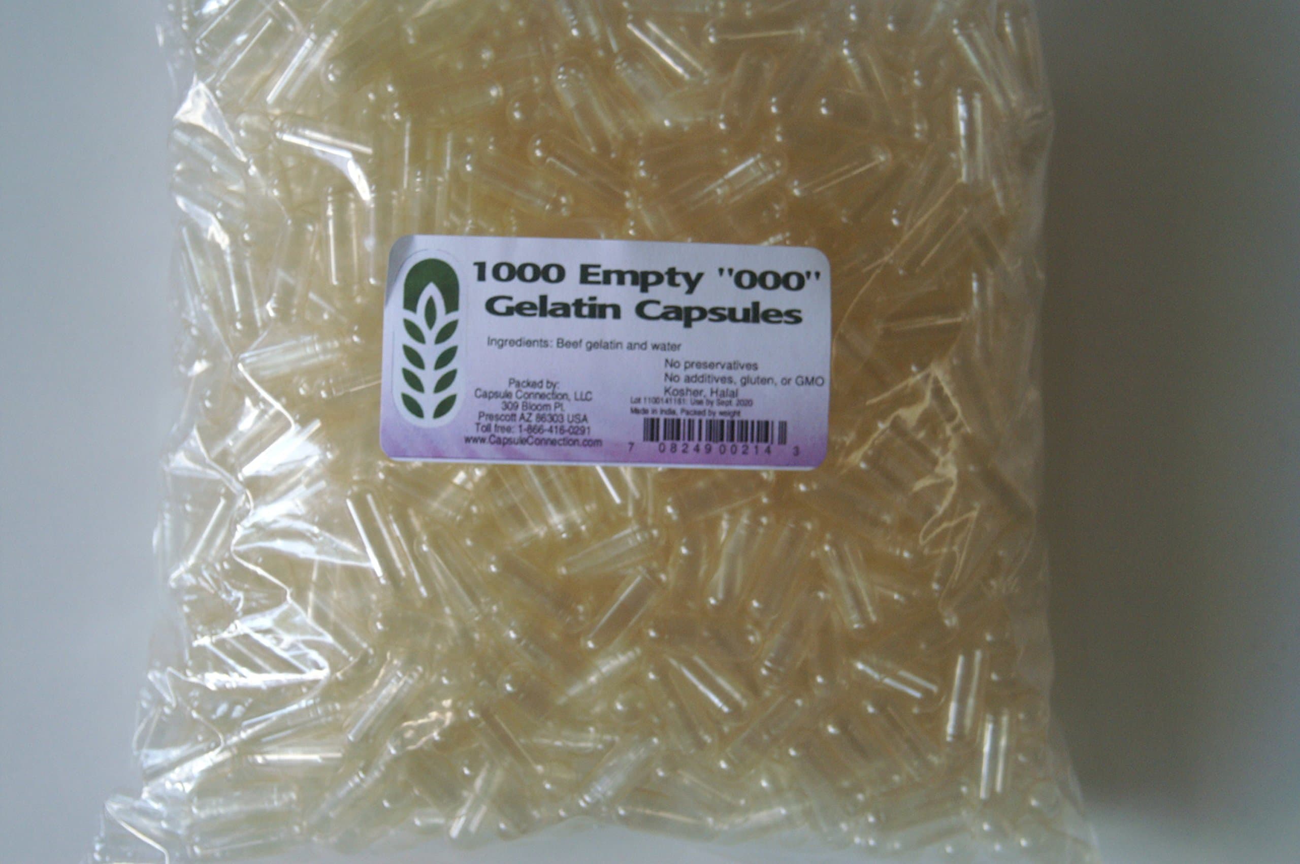 Capsule Connection 1000 Empty 000 Gelatin Capsules, Largest Size