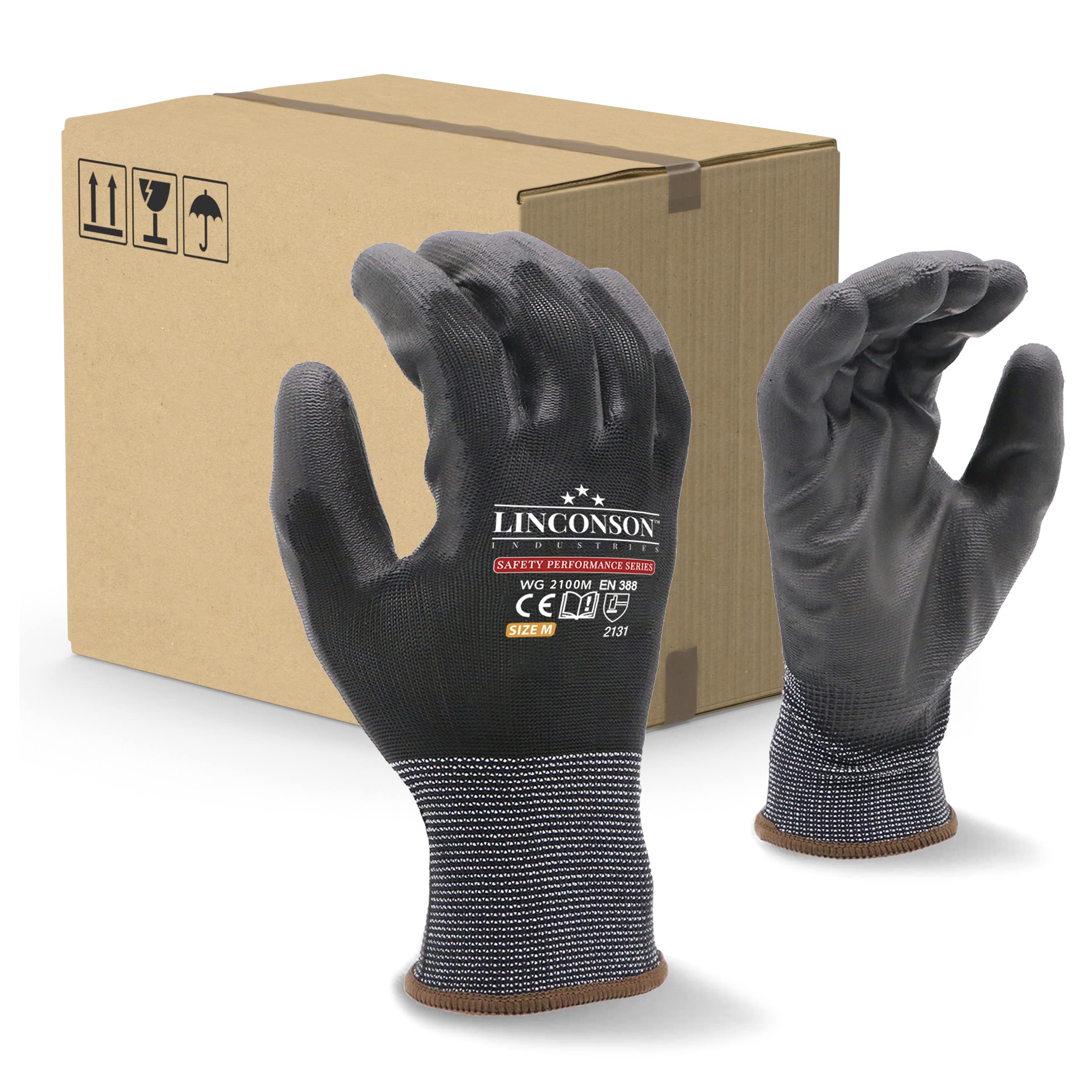 linconsonUltimate Grip Thin & Lightweight Construction Mechanic Work Gloves with PU Palm Coating