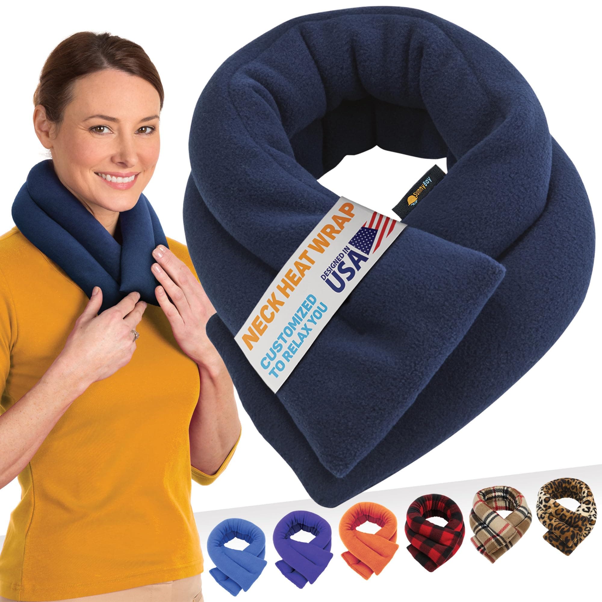 Sunny Bay Neck Heating Wrap, Wheat Filled Extra Long Midnight Blue