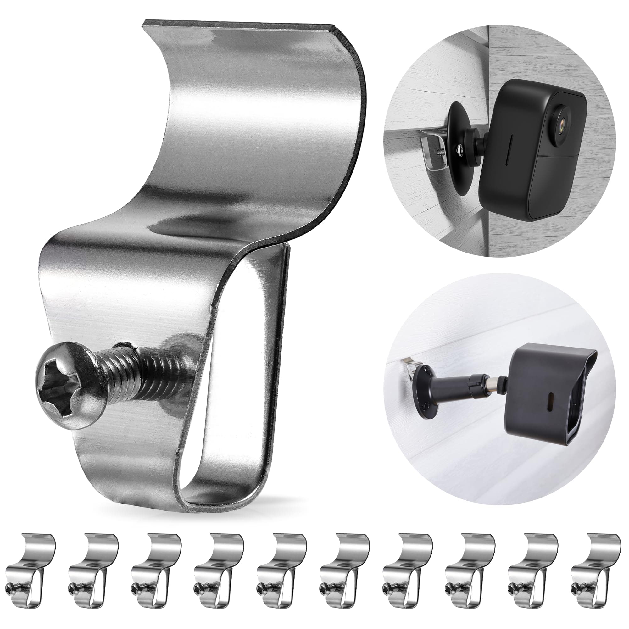 HUXOR (10 Pack) Vinyl Siding Clips Hooks, No-Hole Needed Outdoor Siding Hangers for Mounting Home Security Cameras, Stainless Steel
