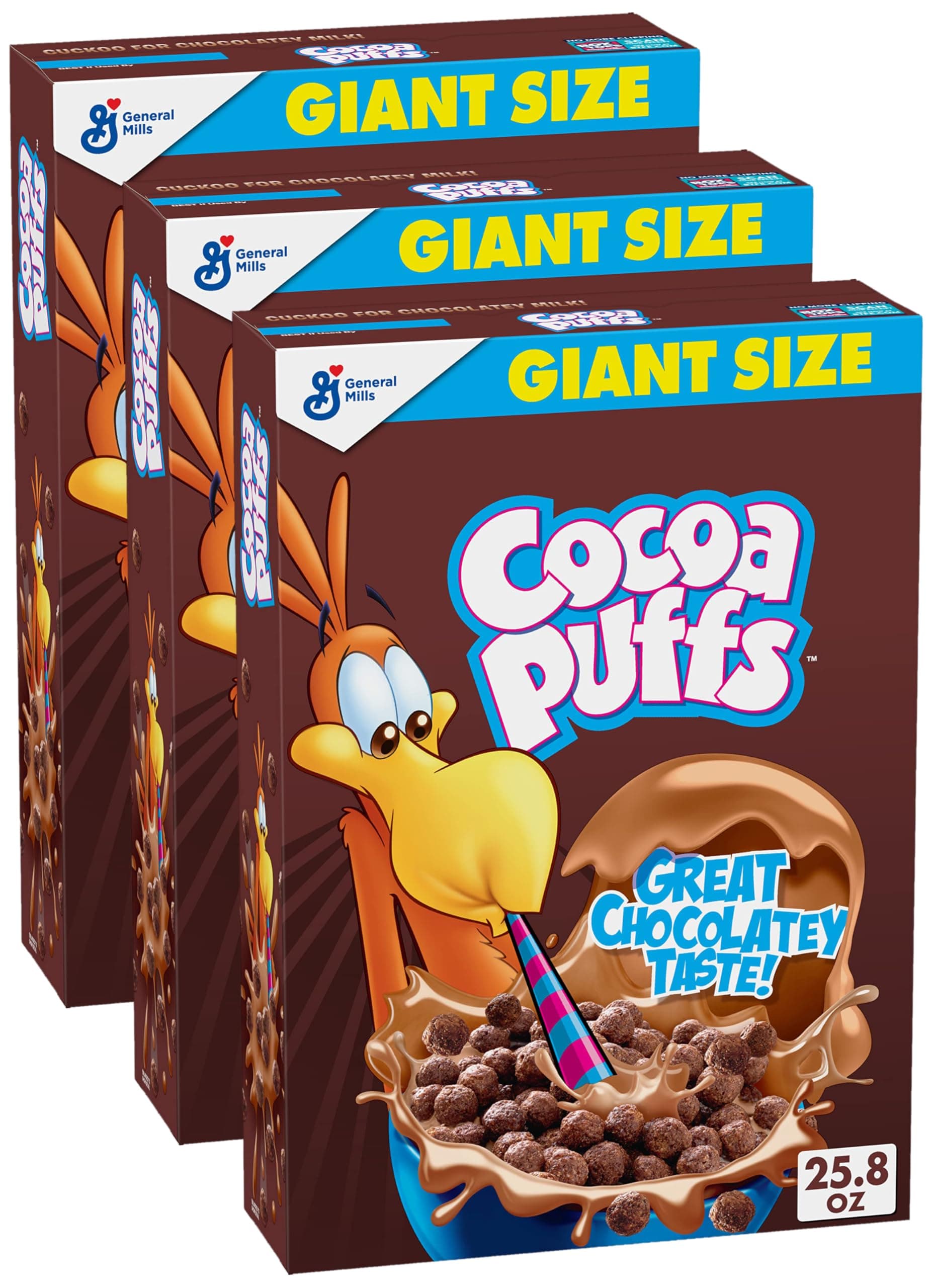 Chocolate Breakfast Cereal with Whole Grains, Giant Size, 25.8 oz (Pack of 3)