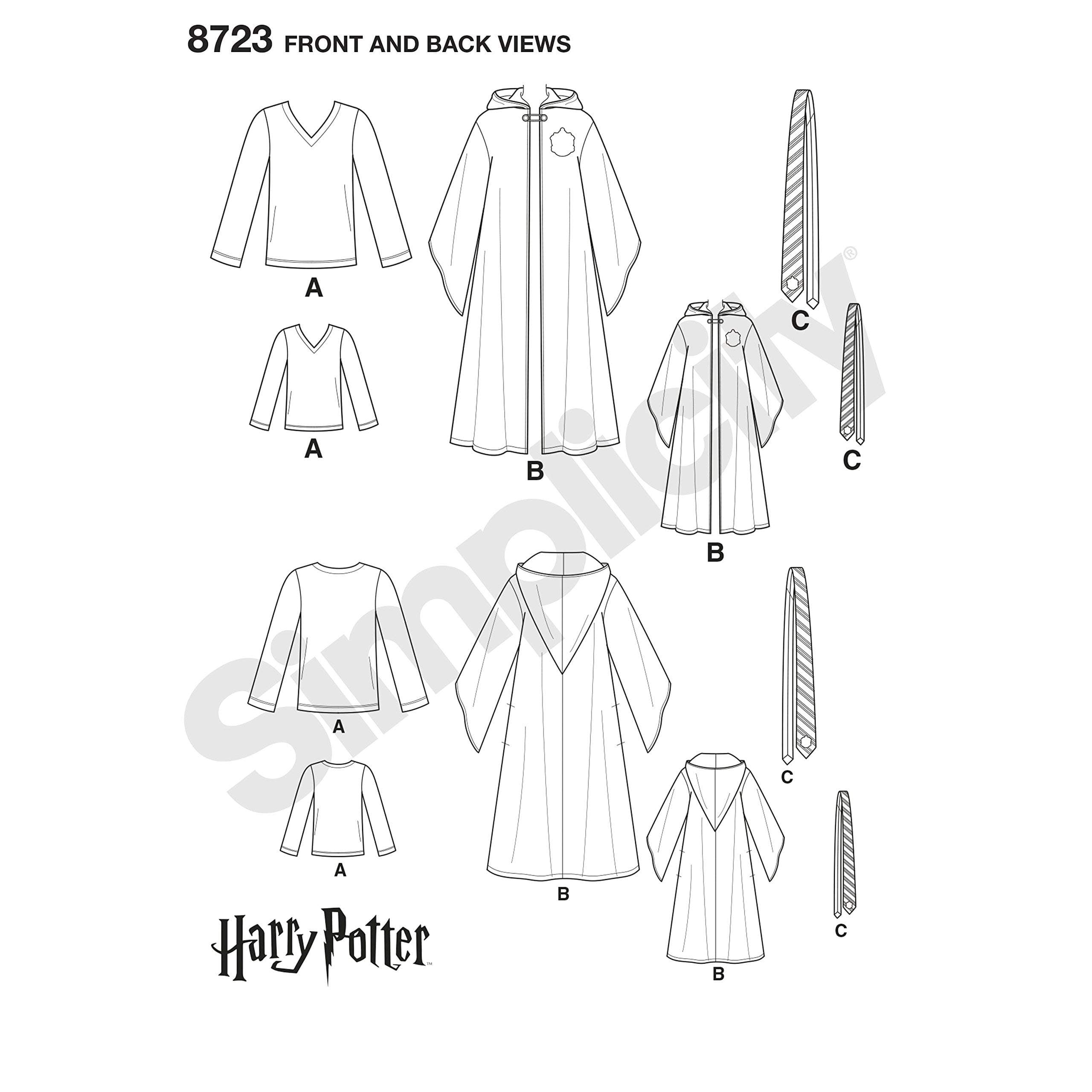 Simplicity Patterns Creative Patterns Us8723A Pattern Harry Potter Unisex Costumes