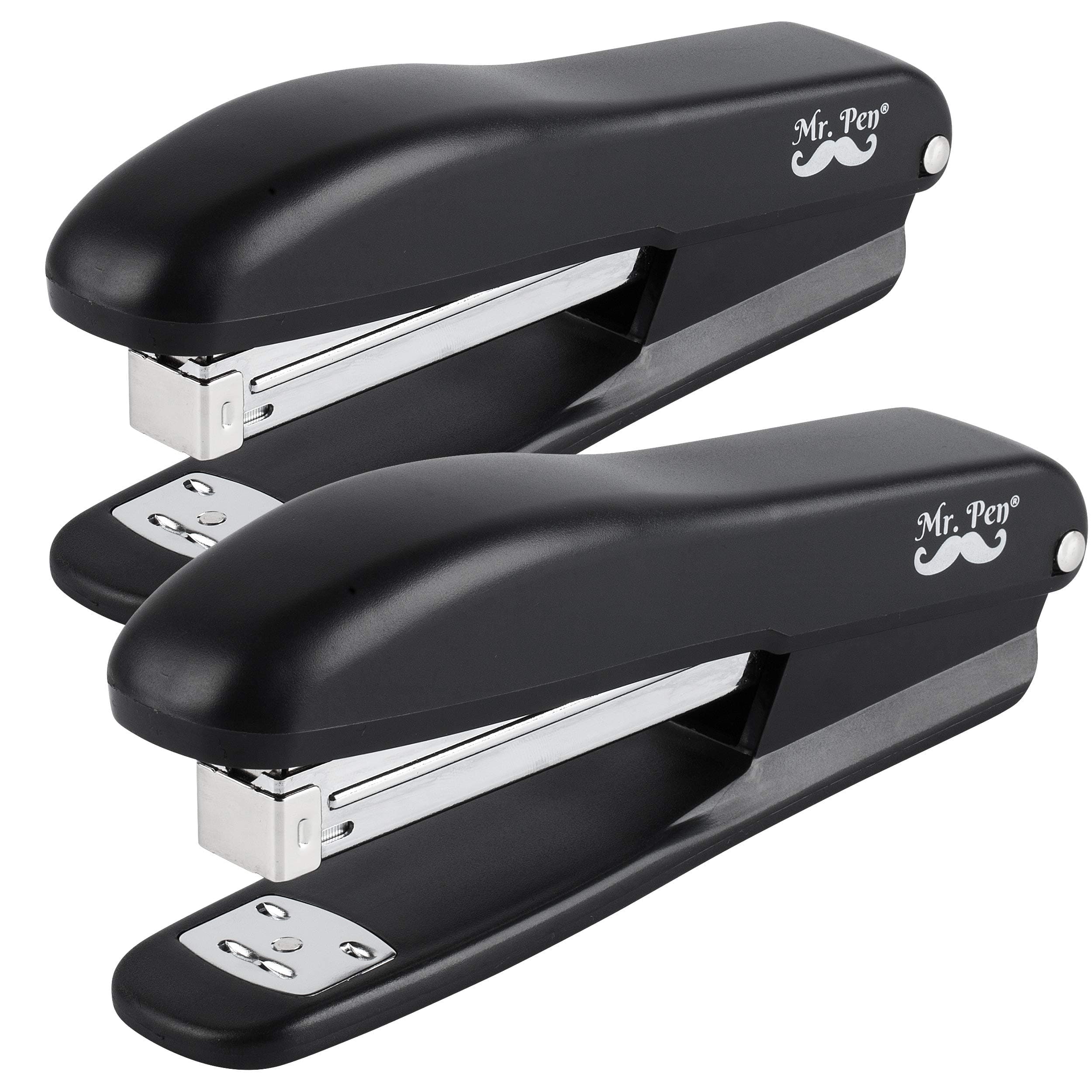 Mr. Pen Black Desk Staplers, 20 Sheet Capacity, Pack of 2, Staplers with 200 Staples, Classic Style