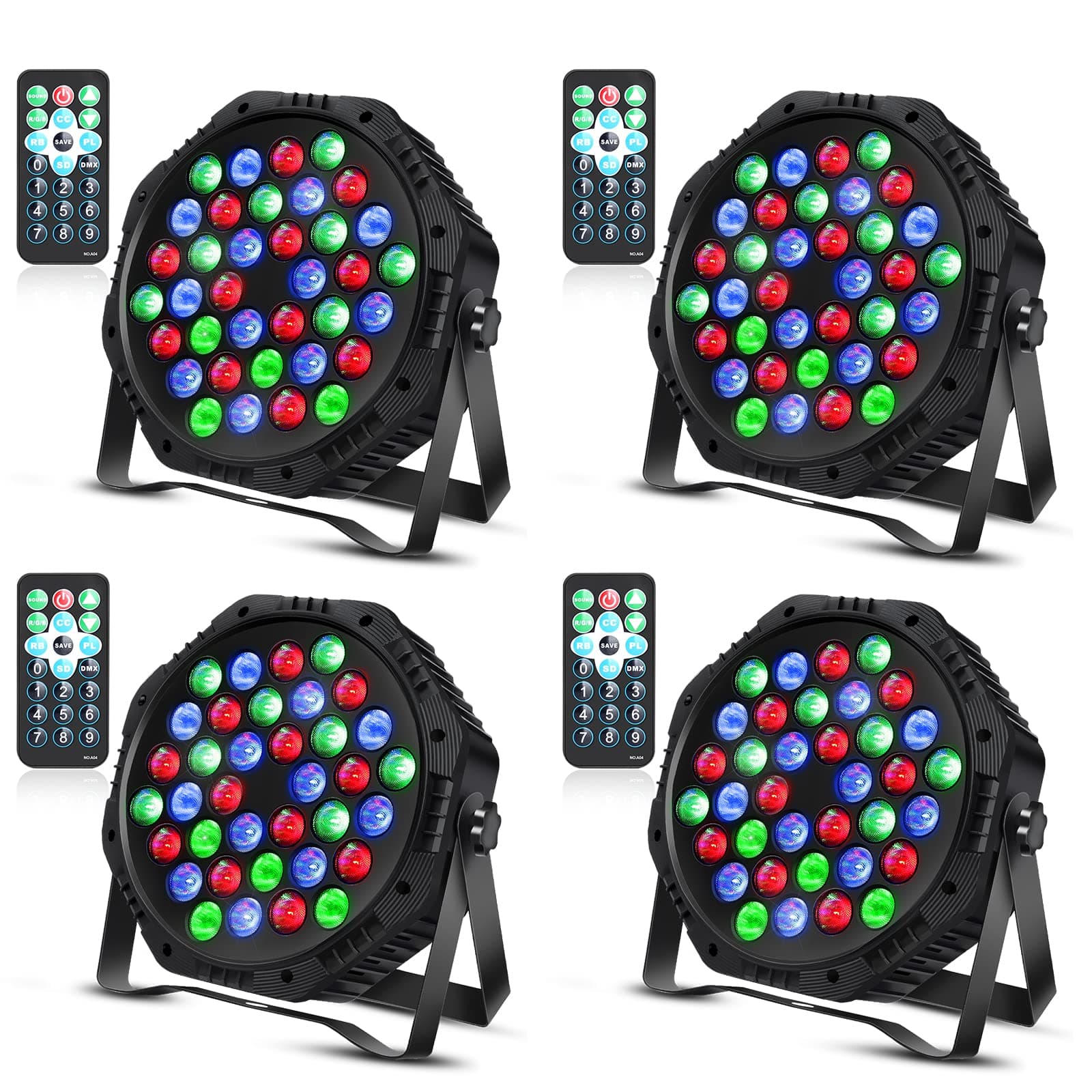 36 LED Par Lights, RGB Par Can Light Stage Lights, 10 Modes DJ Lights Stage Lighting Uplights with Sound Activated Remote Control & DMX Uplights for Events Wedding Party