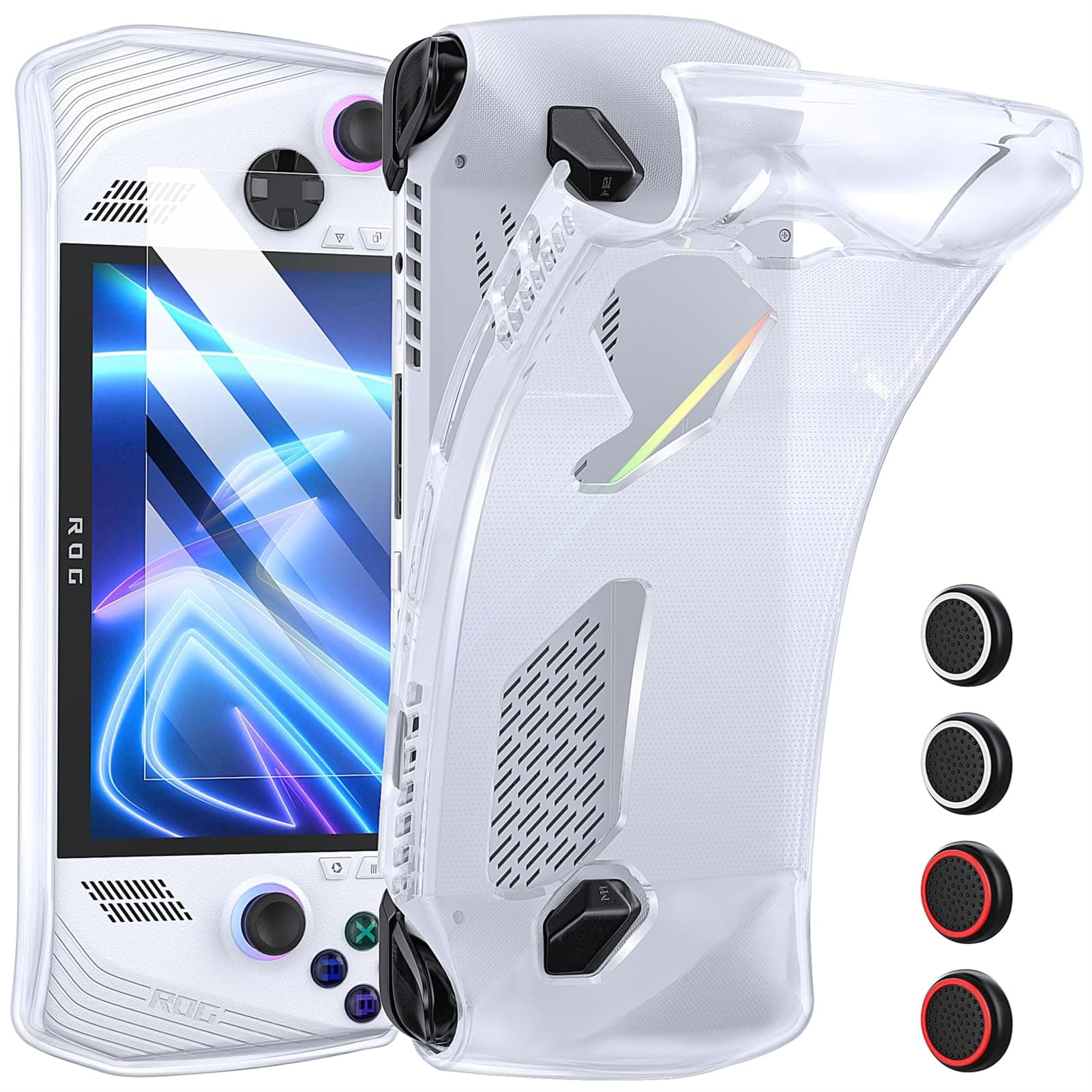 3-in-1 Kit for ASUS ROG Ally Handheld 2023, Includes TPU Clear Case, Screen Protector and Thumb Grip Caps