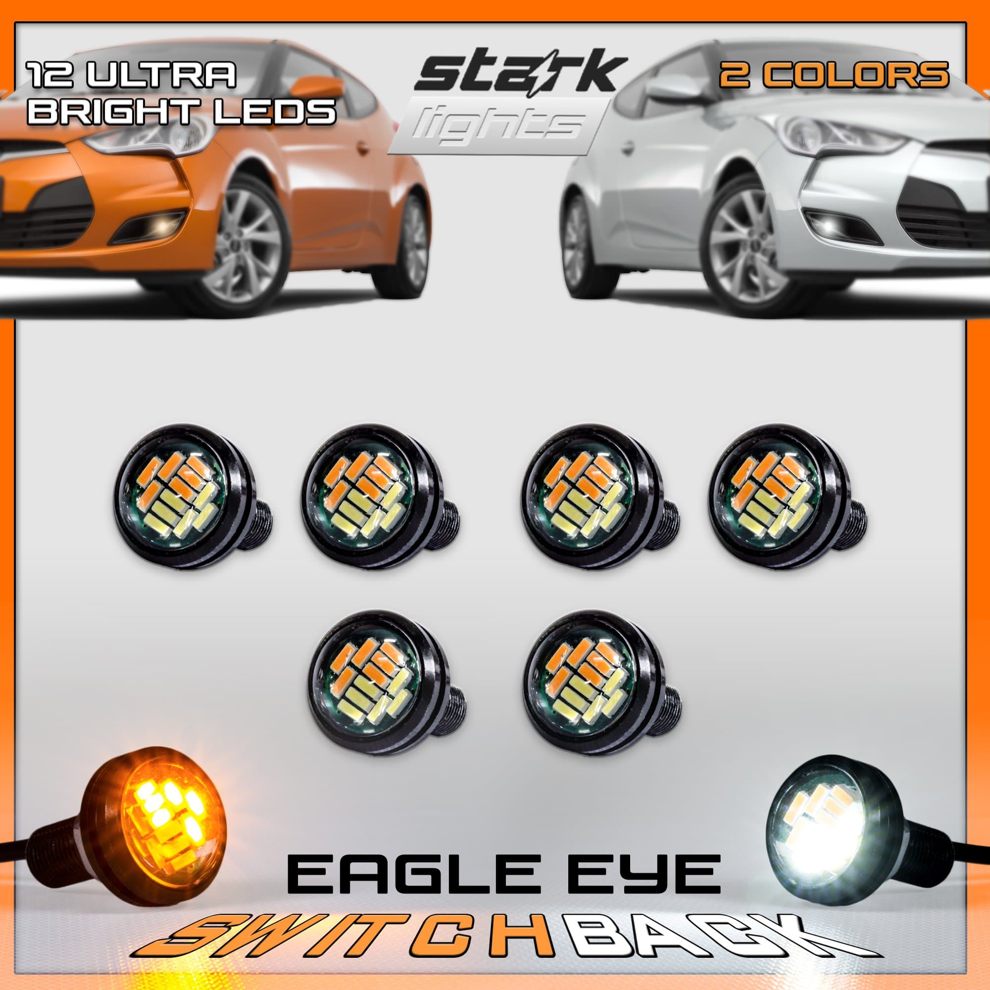Star K 23mm 4014 LED Eagle Eye Light Dual Color White Amber Switchback DRL Lamp - 6 PCS