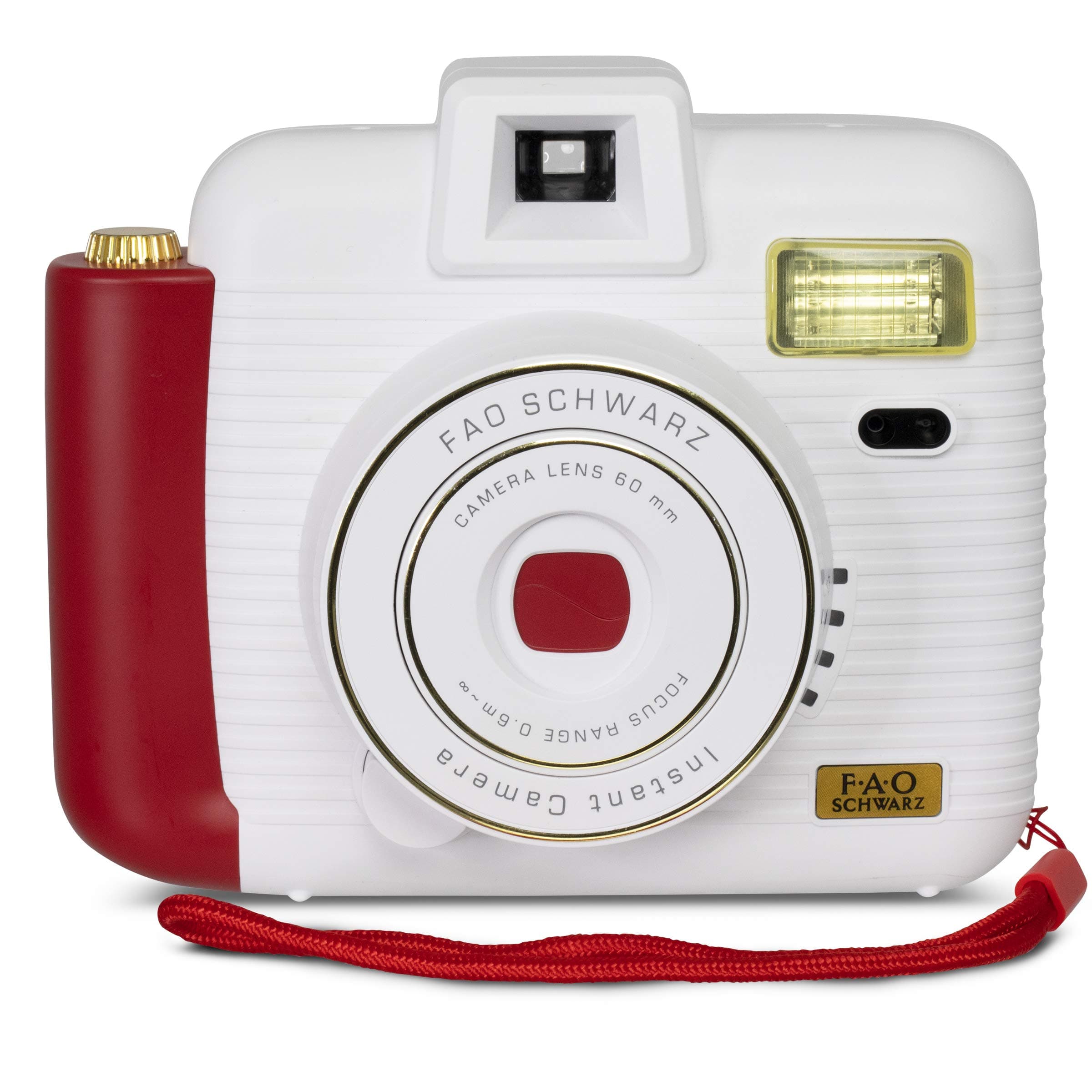 FAO Schwarz Instant Camera with Flash and 5 Lighting Modes, Compatible with Instant Mini Film, Instantly Prints Photos, Takes Pictures Indoors or Outdoors, White and Red