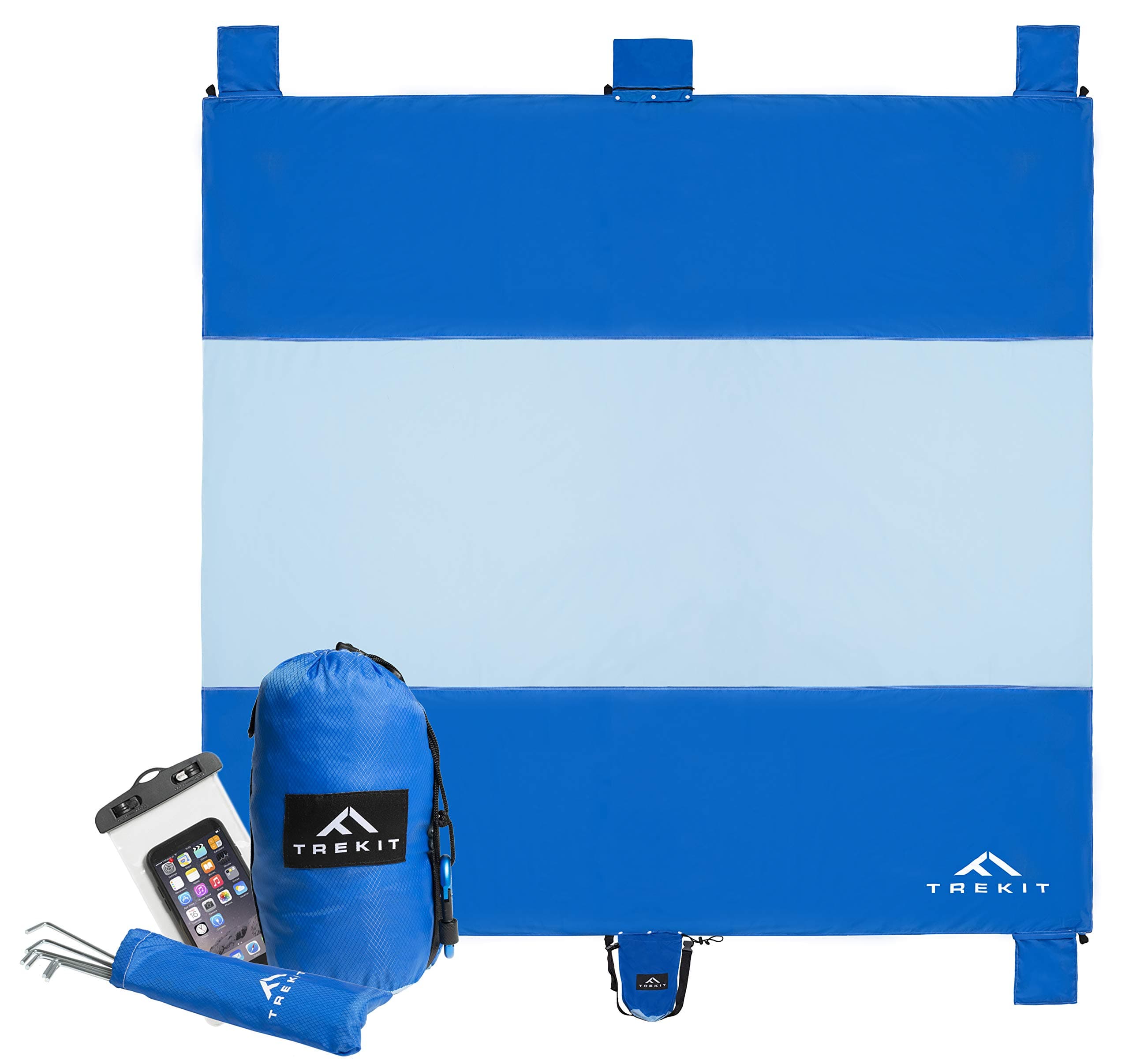 Trekit Oversized Large Beach Blanket Sand Proof - 10 x 9.5 Foot Light XL Beach Mat / Picnic Blanket / Quick Dry Towel - for Park Travel Camping Festival