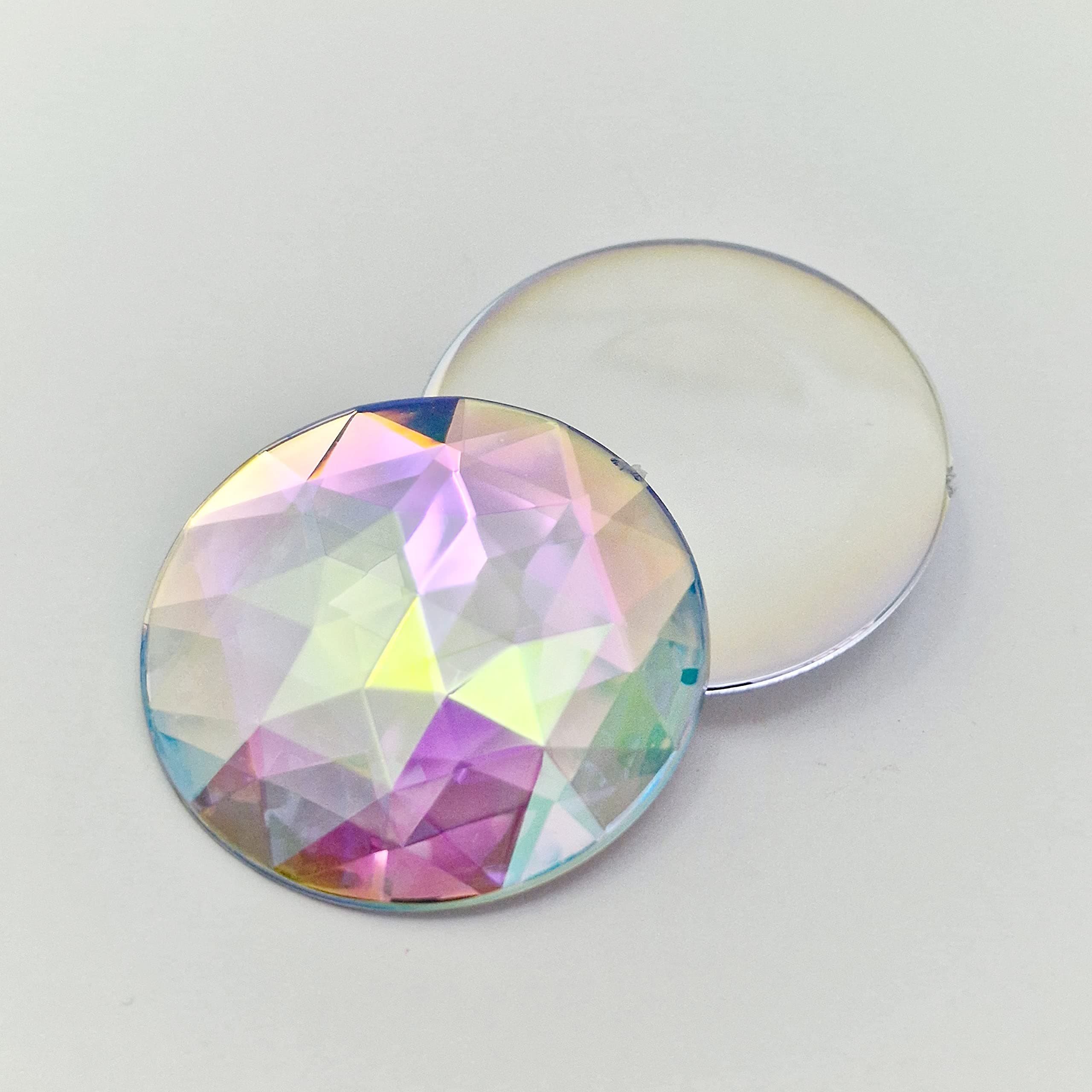 MajorCrafts® 4pcs 40mm Crystal AB Star Facets Flat Back Large Round Acrylic Rhinestones Craft Gems