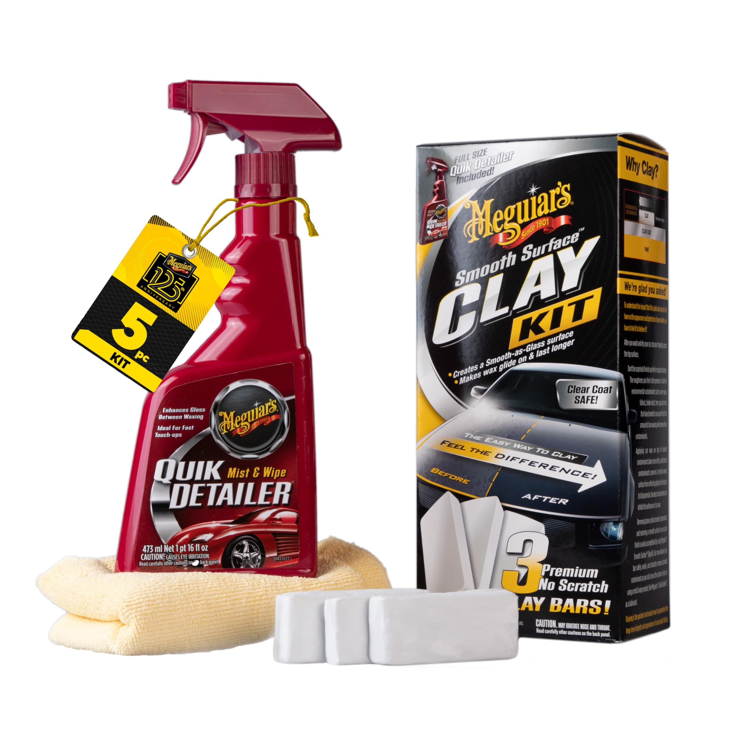 Meguiar's Smooth Surface Clay Kit - Safe and Easy Car Claying for a smooth as Glass Finish, G191700