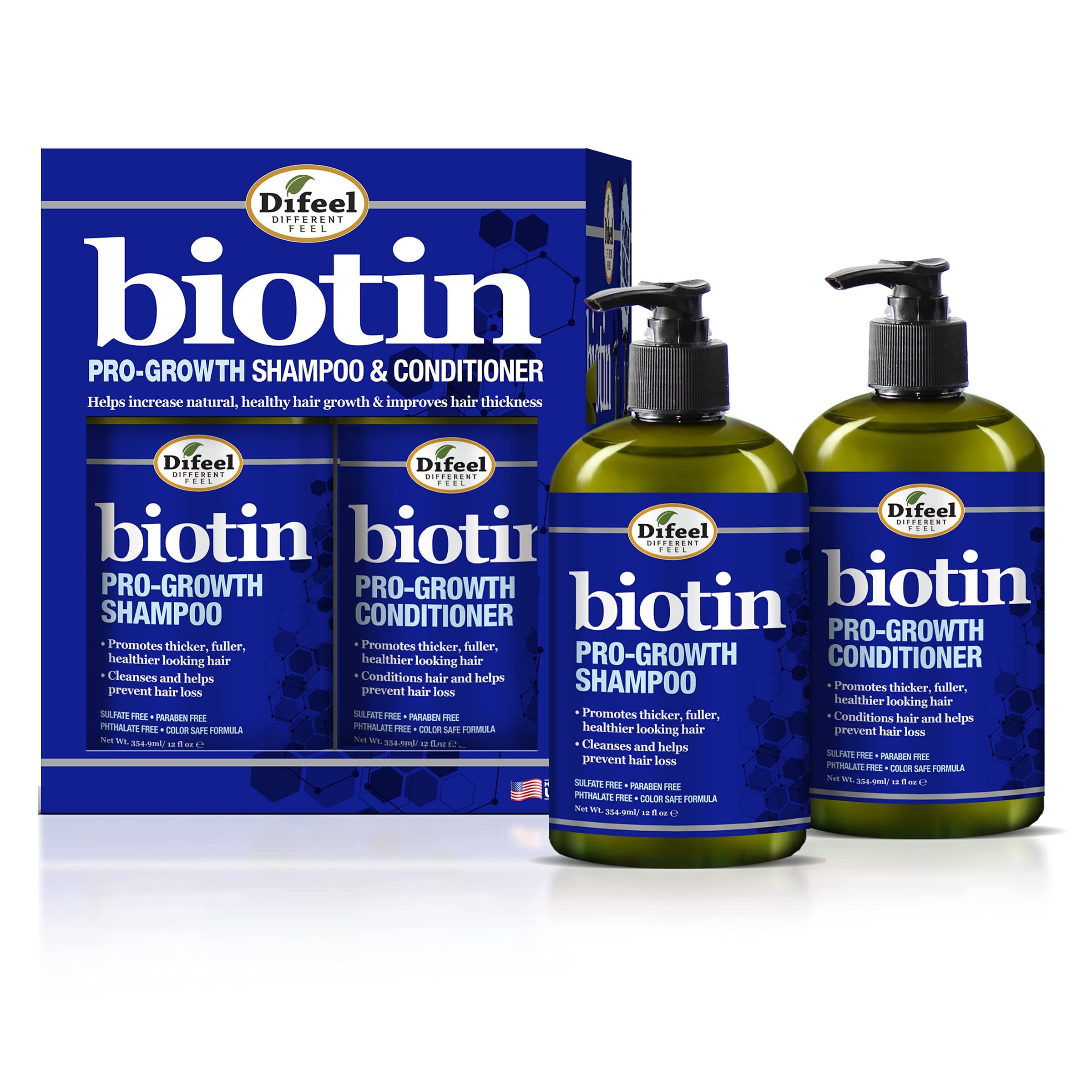 Pro-Growth Biotin Shampoo & Conditioner 2-PC Gift Set - Shampoo and Conditioner for Thinning Hair and Hair Loss, Sulfate Free Shampoo & Conditioner