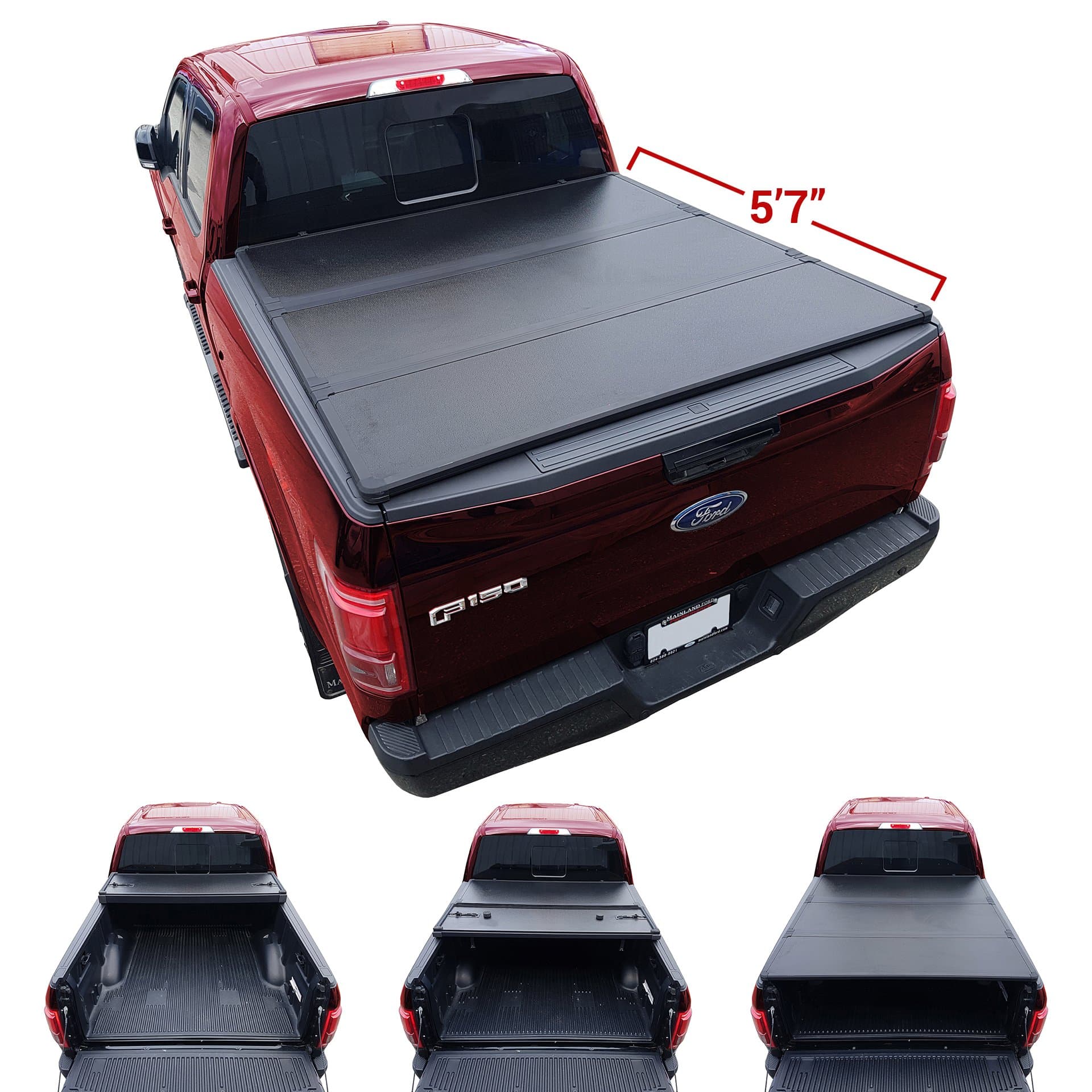 Galaxy AutoHard Tri-Fold for 2010-22 Dodge Ram 5.7' Bed (Fleetside Models Only) - Black Trifold Truck Bed Tonneau Cover