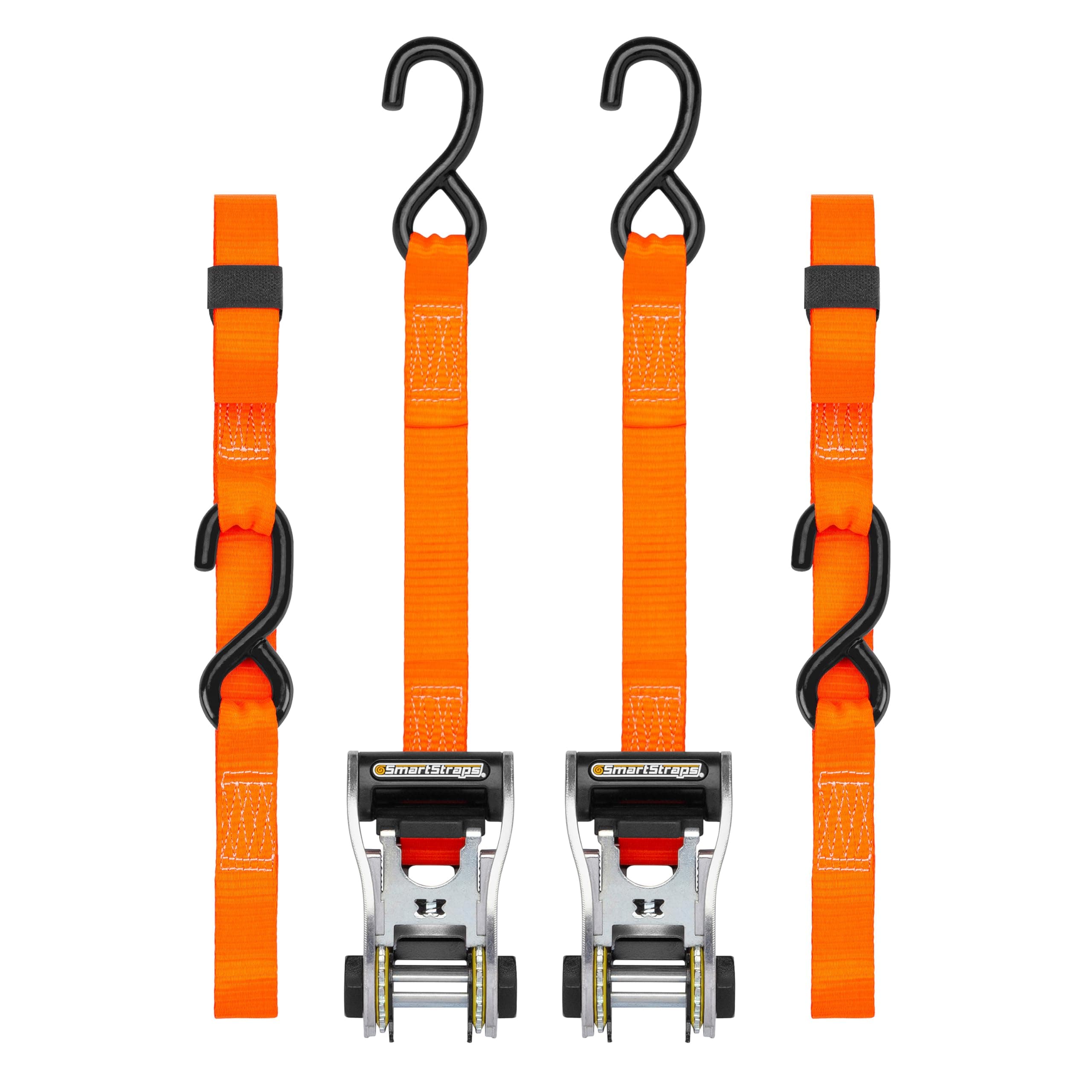 SmartStraps 10’ RatchetX Premium Ratchet Tie-Down Straps, 2 Pack – 3,000lbs Break Strength, 1,000lbs Safe Work Load – Heavy Duty Tie Downs for Heavier Loads