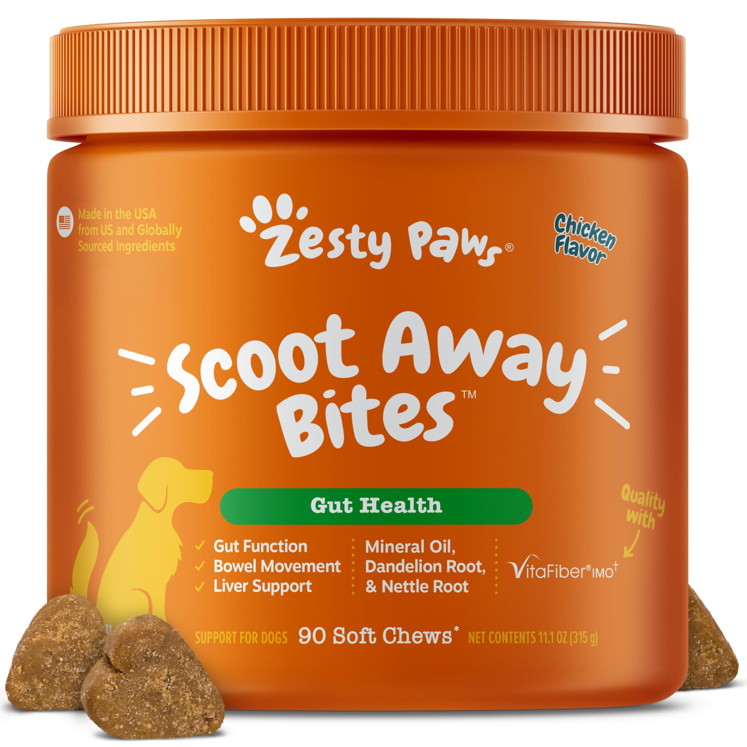 Scoot Away Soft Chews - Healthy Bowel Function with Bromelain, Vita Fiber for Dogs, & Dandelion Root for Dog Digestive Support and Gut Health - 90 Soft Chews