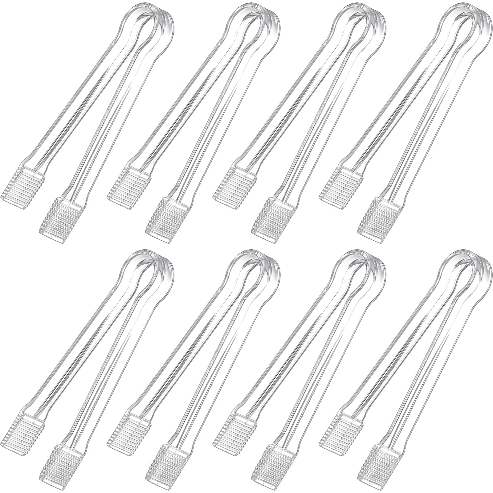 Didaey 8-Piece Plastic Tongs - Clear Mini Serving Utensils, 6.3 Inch Small Tongs for Food, Ice, Salad, Buffet, Weddings, Barbecue Party