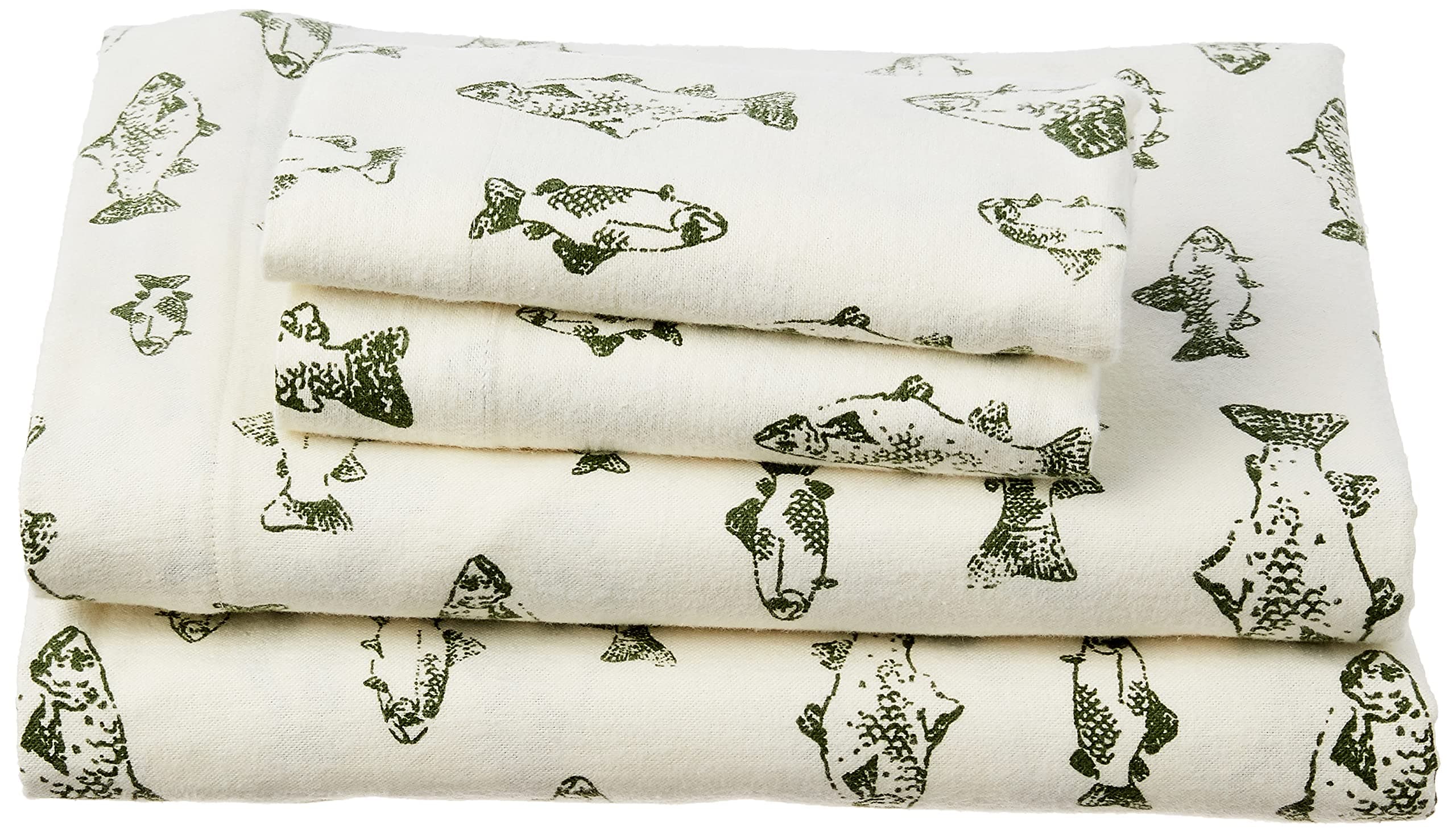 Eddie Bauer - Queen Sheets, Cotton Flannel Bedding Set, Brushed For Extra Softness, Cozy Home Decor (School of Fish, Queen)