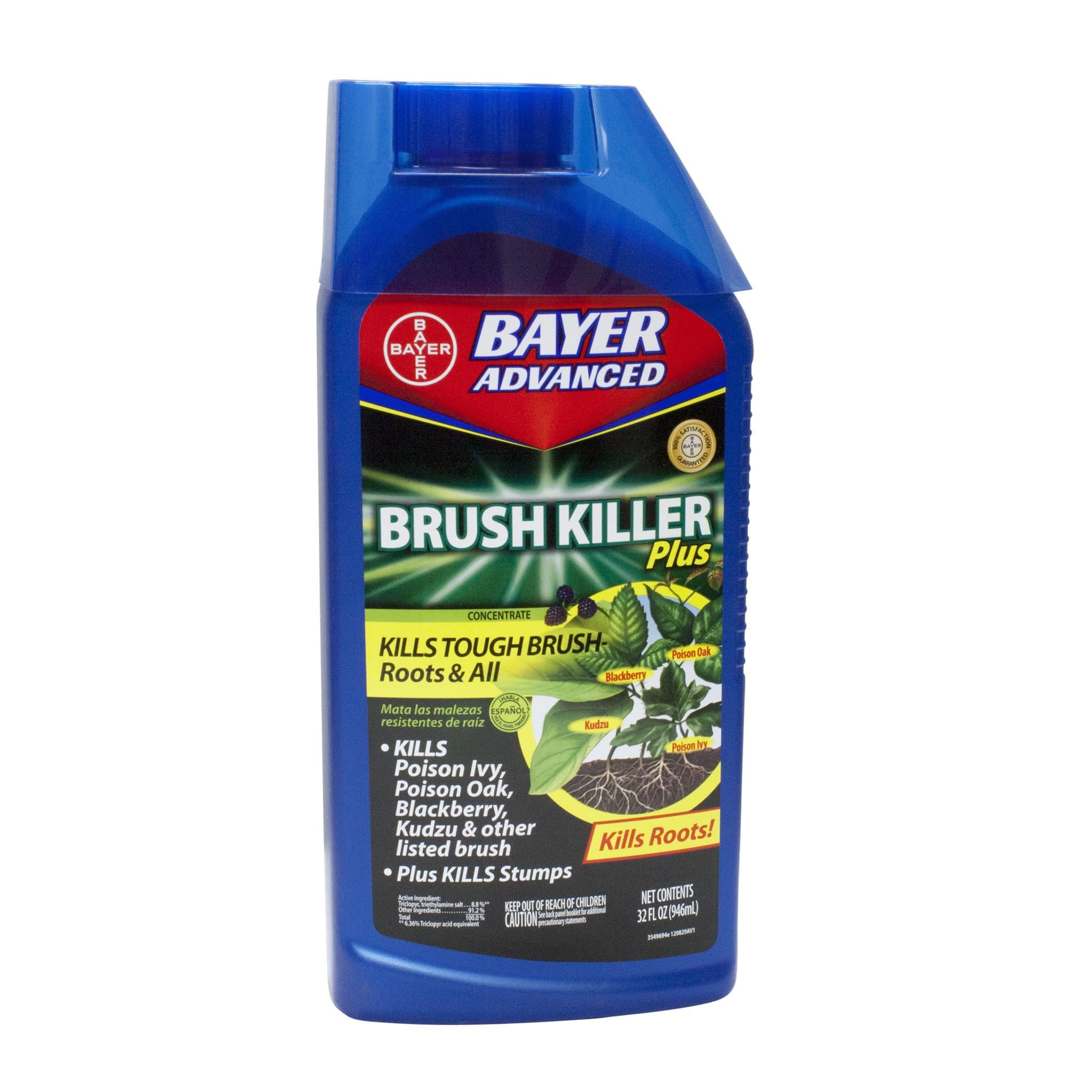 BioAdvanced Brush Killer Plus, Weed Killer Concentrate, 32 oz, Kills Tough Brush Roots & Poison Ivy