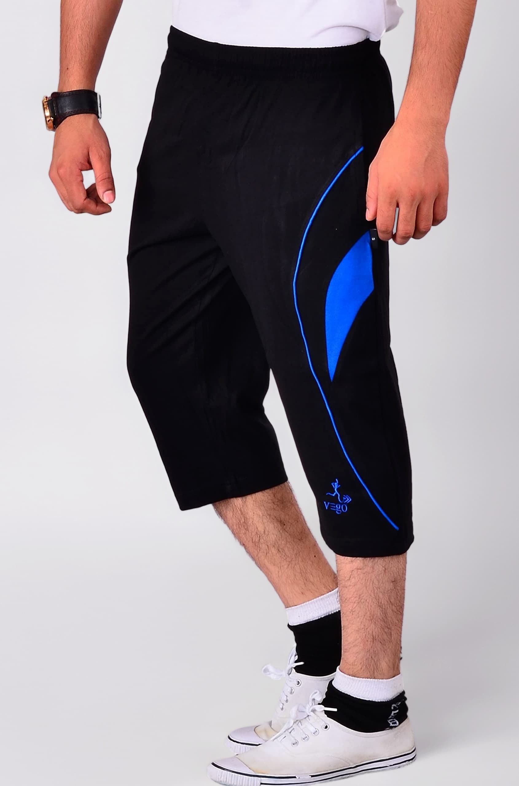 - Men's Cotton Three by Fourth, 3/4, Capri, Three Quarter Pant Black Plus Size