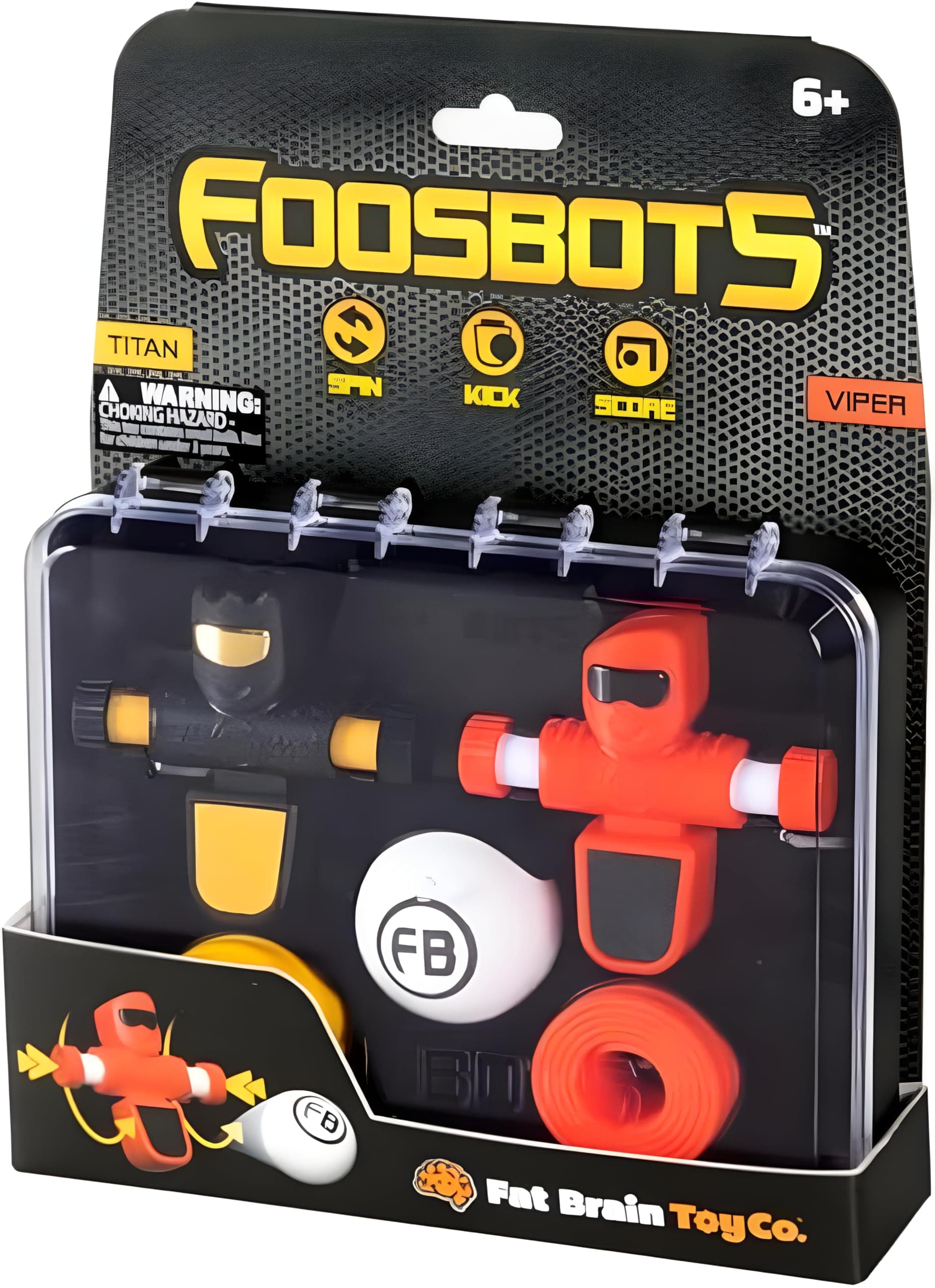 Foosbots 2-Pack - Football Themed, Fast Paced 2-Player Tabletop Trickshot Game for Kids Ages 6+, Orange, Green