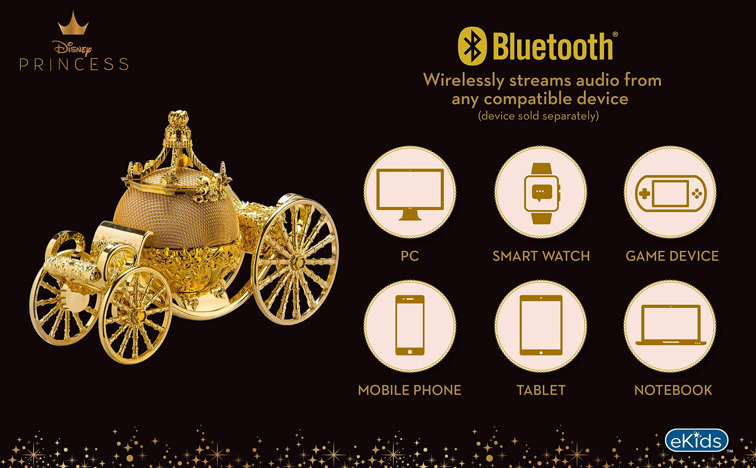 Cinderella Carriage Bluetooth Speaker, Stylish Speakers Bluetooth Wireless for Audio Streaming, Ideal Portable Speaker, Perfect Cinderella Accessories for Girls