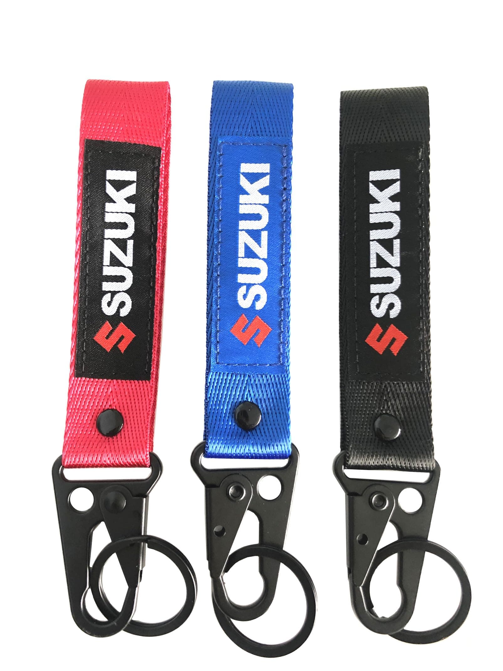 MELD 3 Pcs Motorcycle Key Chain Embroidered Double Sided Label Tag Key Ring Keyring Accessory Karabiner Shackle for Suzuki GSX-R