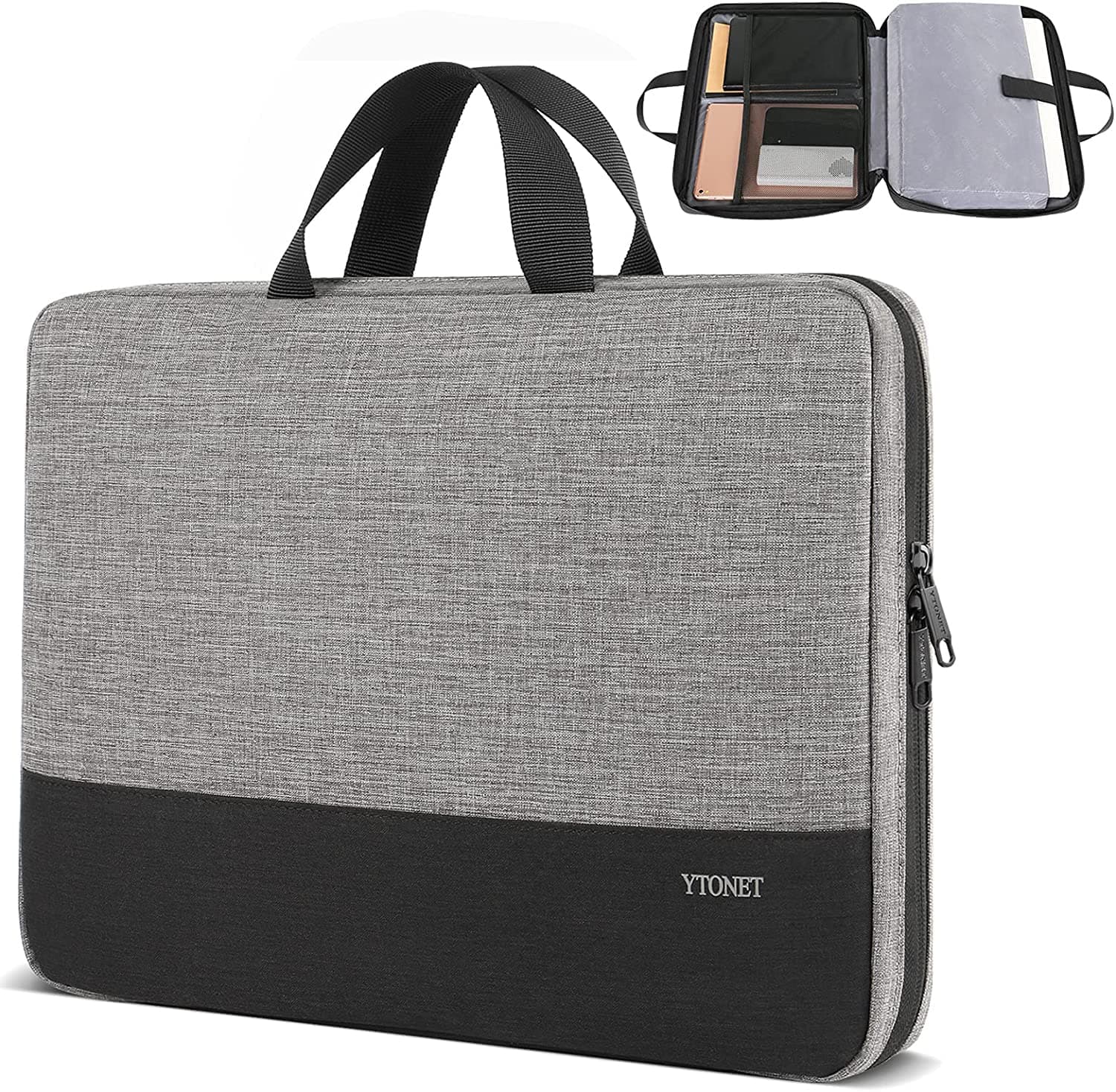 Ytonet Laptop Case Laptop Sleeve Case 13 13.3 Inch, TSA Slim Computer Cover with Handle, Water Resistant Business Travel Carrying Cover Compatible with MacBook Air MacBook Pro HP Dell Notebooks, Grey