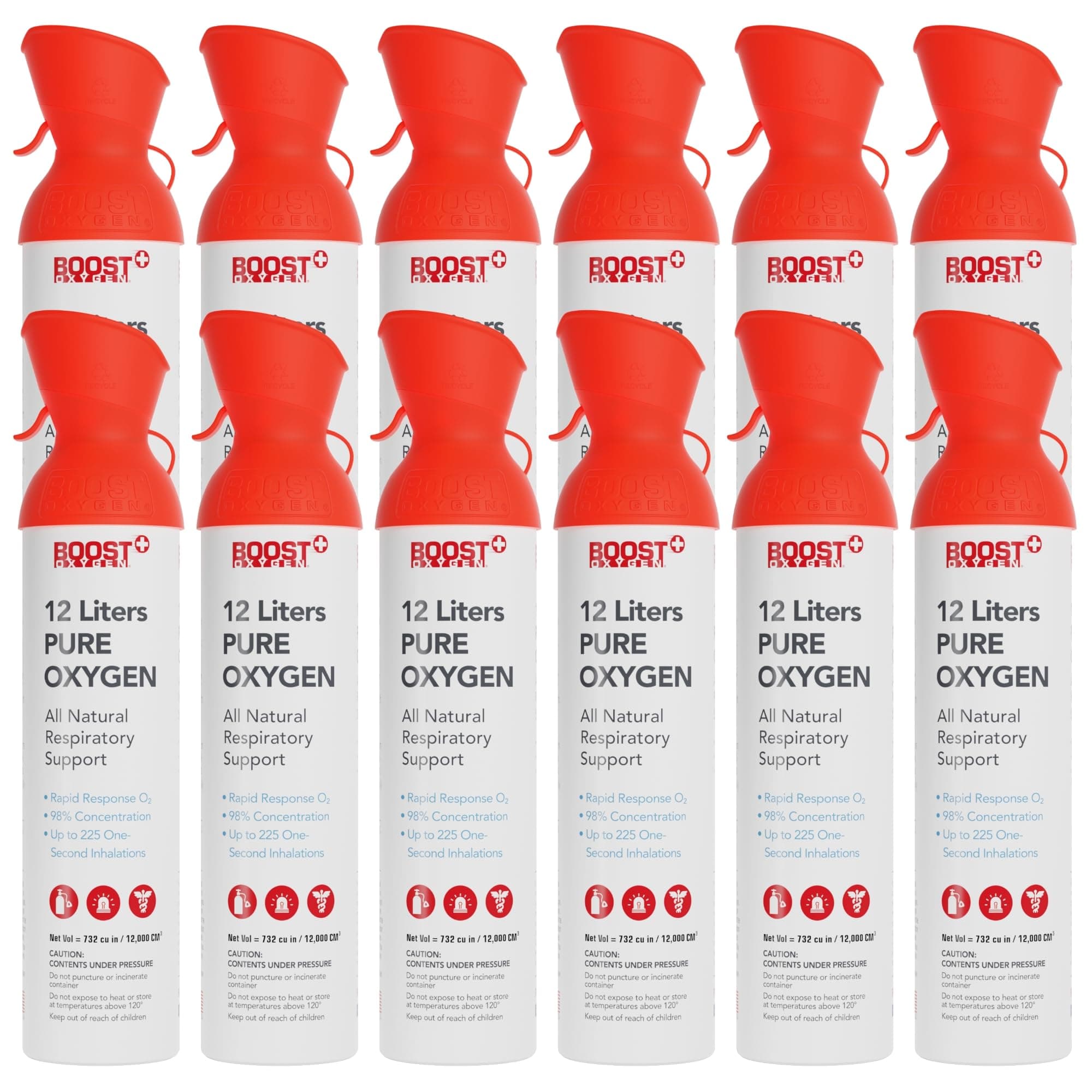 Extra-Large Rapid Response 12L Canister | Respiratory Support for Aerobic Recovery, Altitude, Performance & Health (12 Pack)