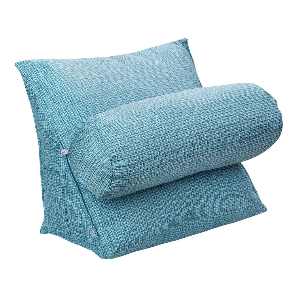 Halovie Adjustable Back Wedge Cushion Pillow 18.5*17.7*9inch Sofa Bed Office Chair Rest Cushion Neck Support Pillow Pearl Wool (Blue)