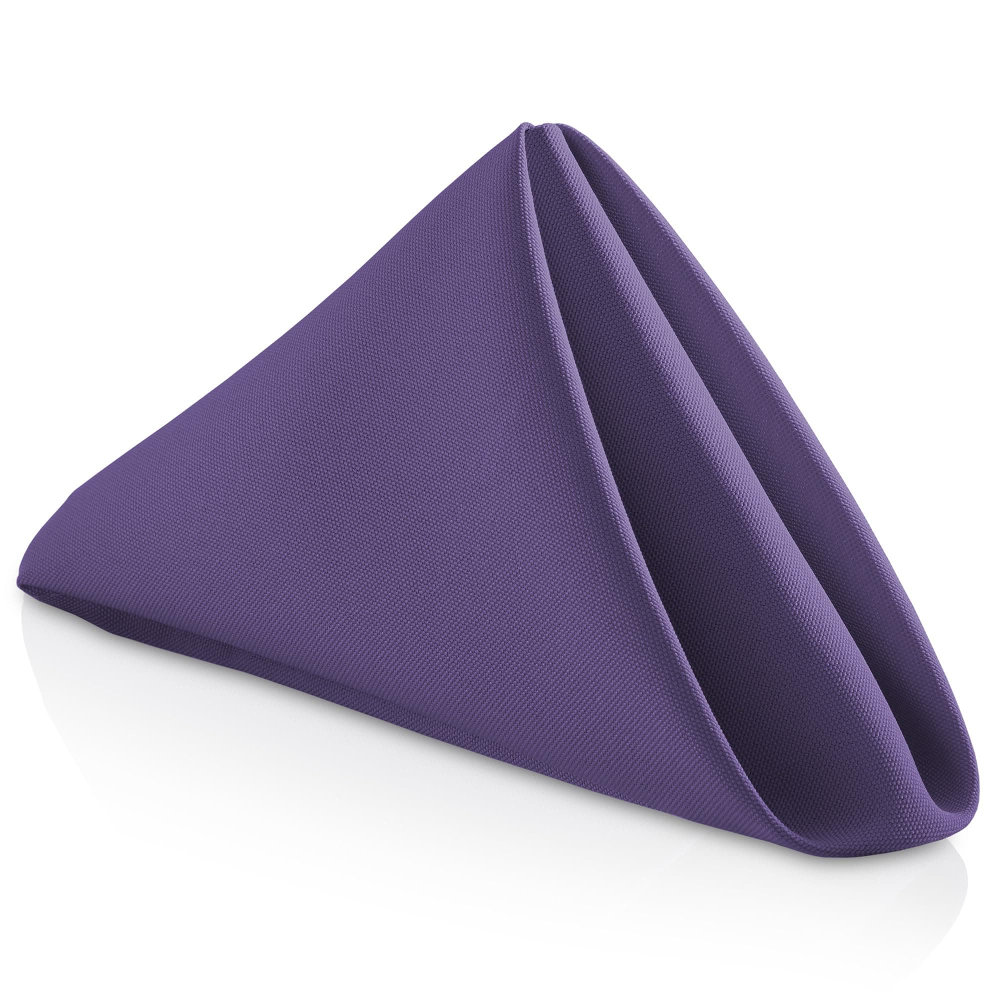 Lann's Linens Set of 12 Cloth Dinner Napkins, 17-inch Polyester Napkins, Washable and Reusable Fabric for Weddings, Hotels, Restaurants - Purple
