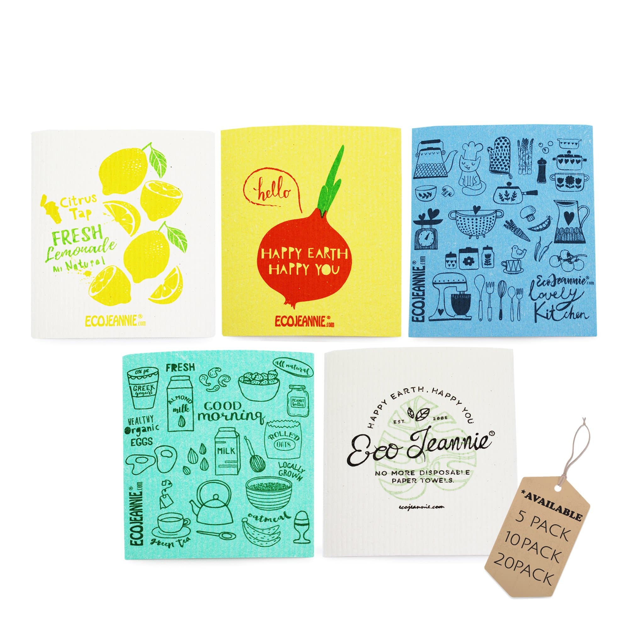 (10 Pack) Eco-Friendly Reusable German Cleaning Cloth 100% Biodegradable Cellulose Sponge Cloths, Kitchen Cloths, GMO-Free, Reusable - Made in Germany Packaged in P.R.C.