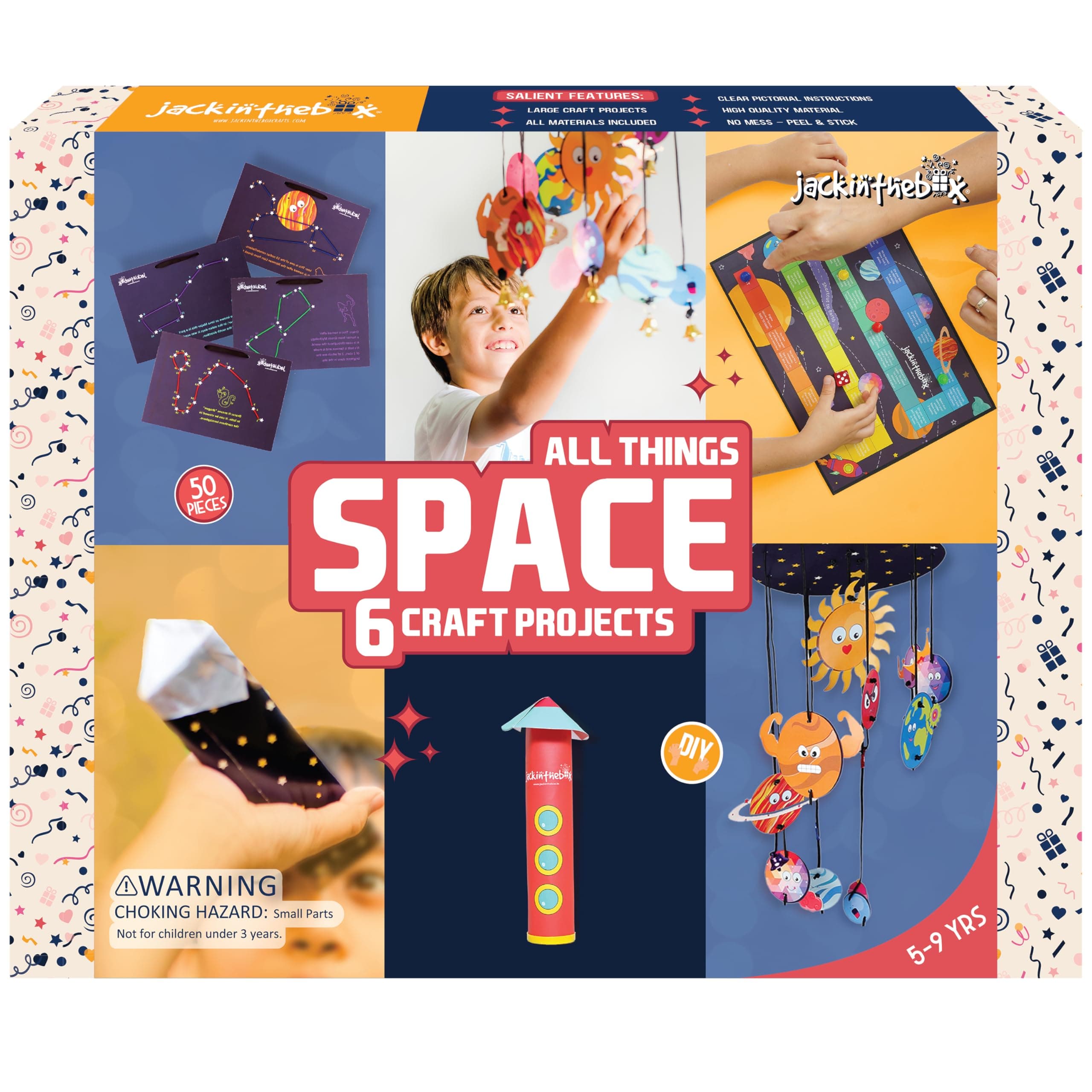 Space Science Craft Kit Gift 6-in-1 | Arts Crafts Space Toy for Kids Ages 6-8 | Gifts for Boys and Girls Aged 6,7,8,9,10 Year Olds | Solar System Toys for Kids