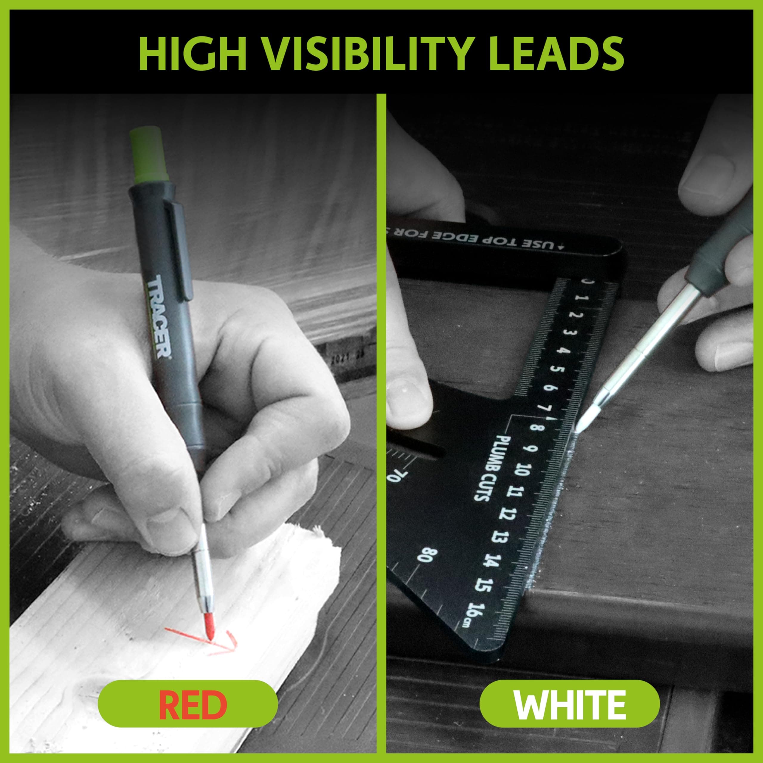 Tracer Deep Hole Pencil Alternative Leads Set - 12 x 2.8mm High-Visibility Coloured Leads: 6 Red, 6 White