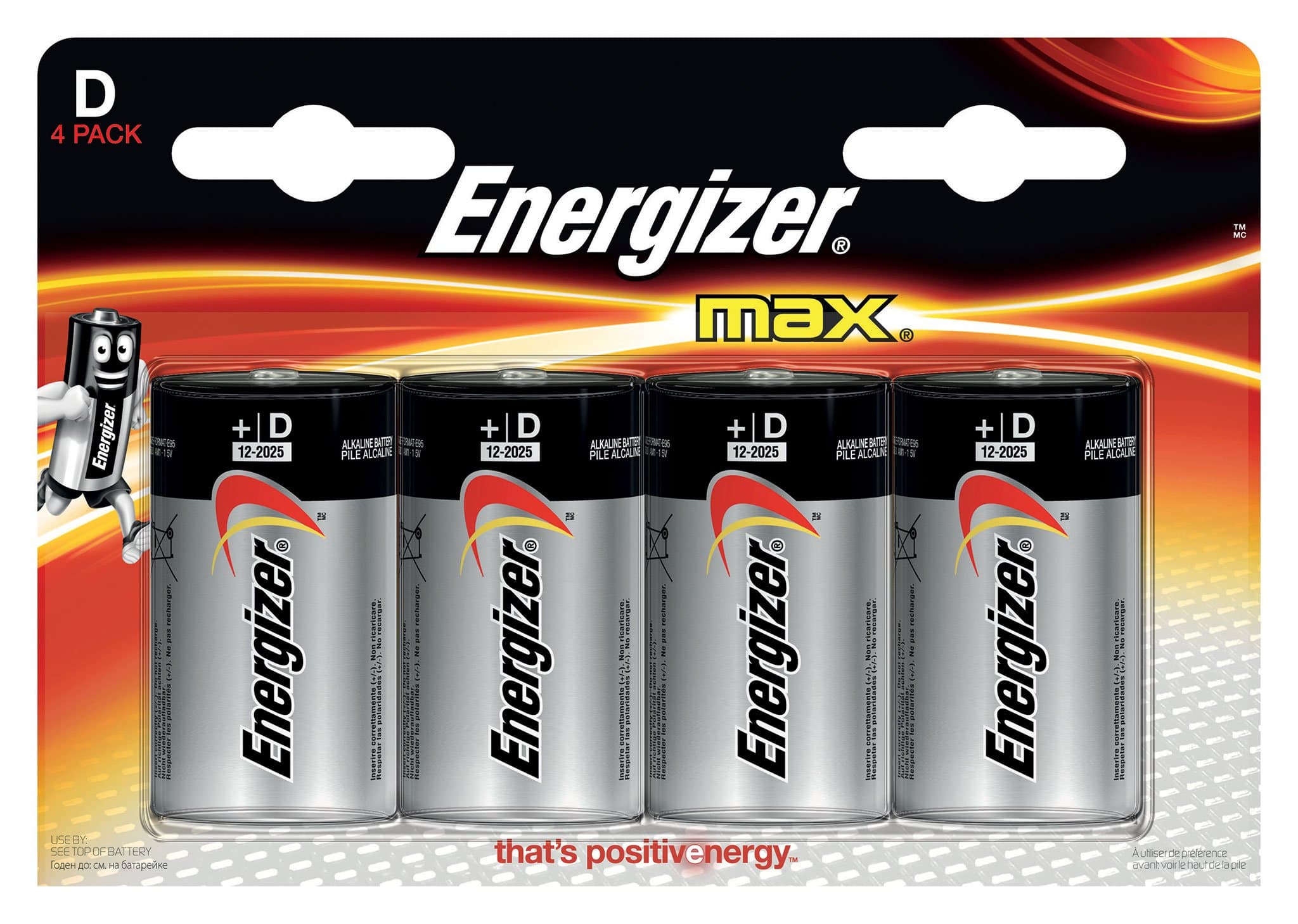 Energizer Max D Batteries - Pack of 4