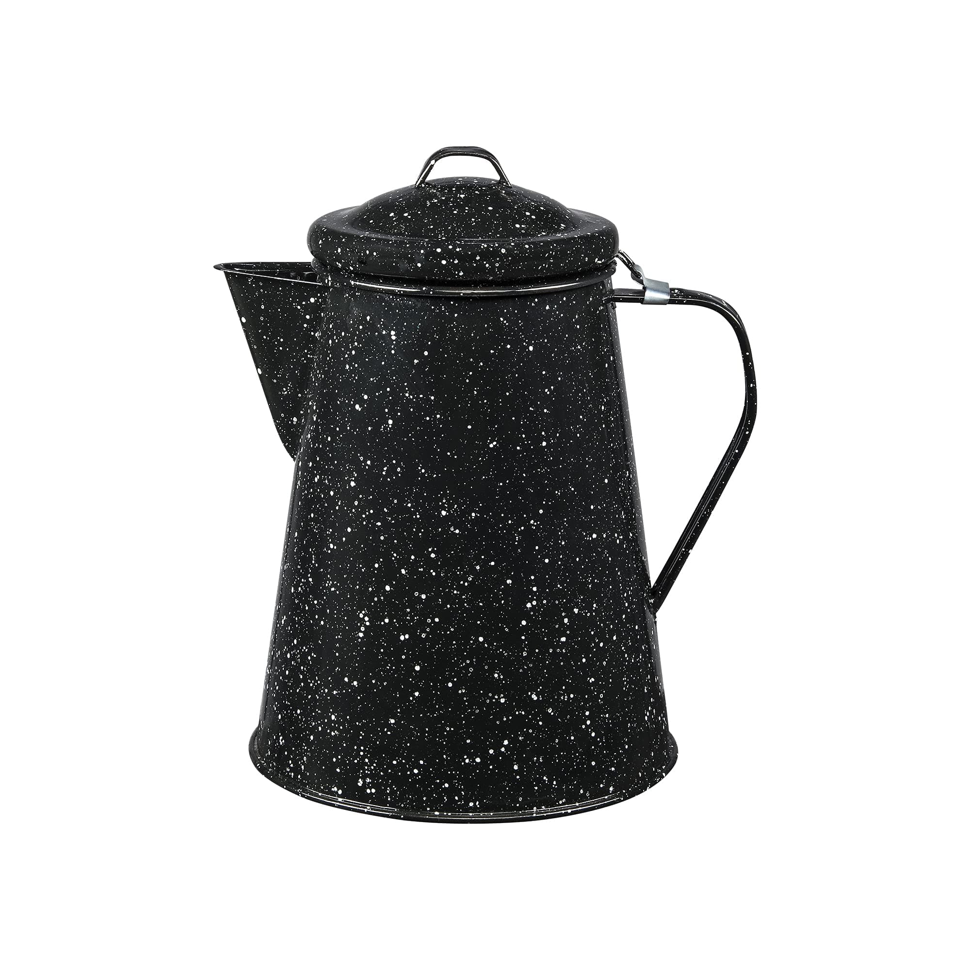 Granite Ware Coffee Boiler, 3-Quart - Stovetop or Campfire Coffee Pot, Durable Enameled Steel for Rapid Heat Absorption, Energy Efficient Design for Outdoor Adventures (Speckled Black)