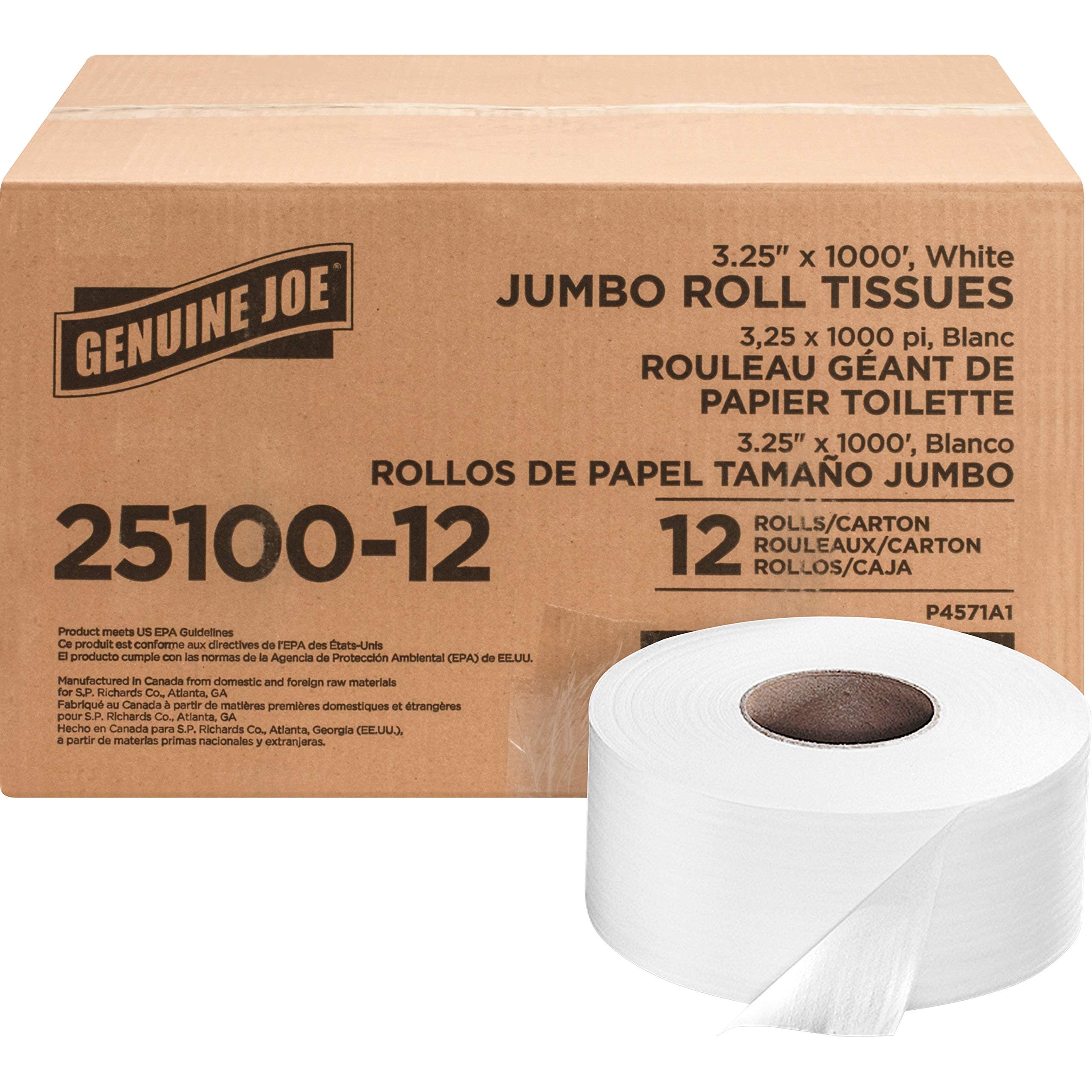 Genuine Joe 2-ply Jumbo Roll Bath Tissue (Pack of 12)