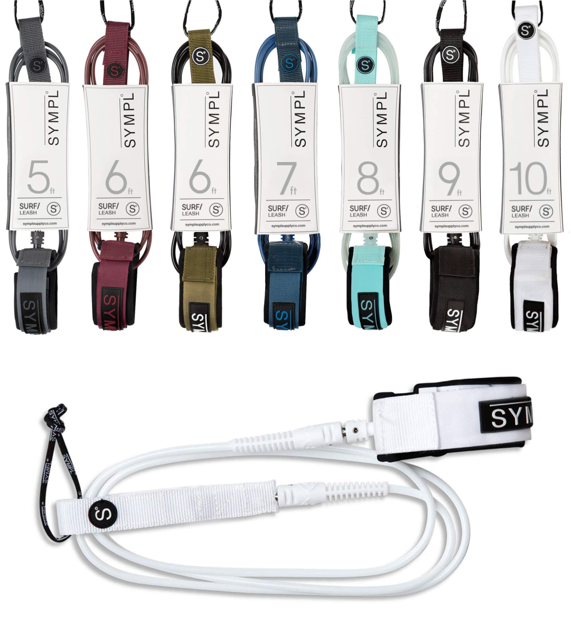 SYMPL Premium Surfboard Leash 6, 7, 9 ft Surf Leash Leg Rope for Surfboard, Longboard, SUP Paddle Boards, Quick Release Neoprene Comfort Padded Ankle Cuff, with Key Pocket