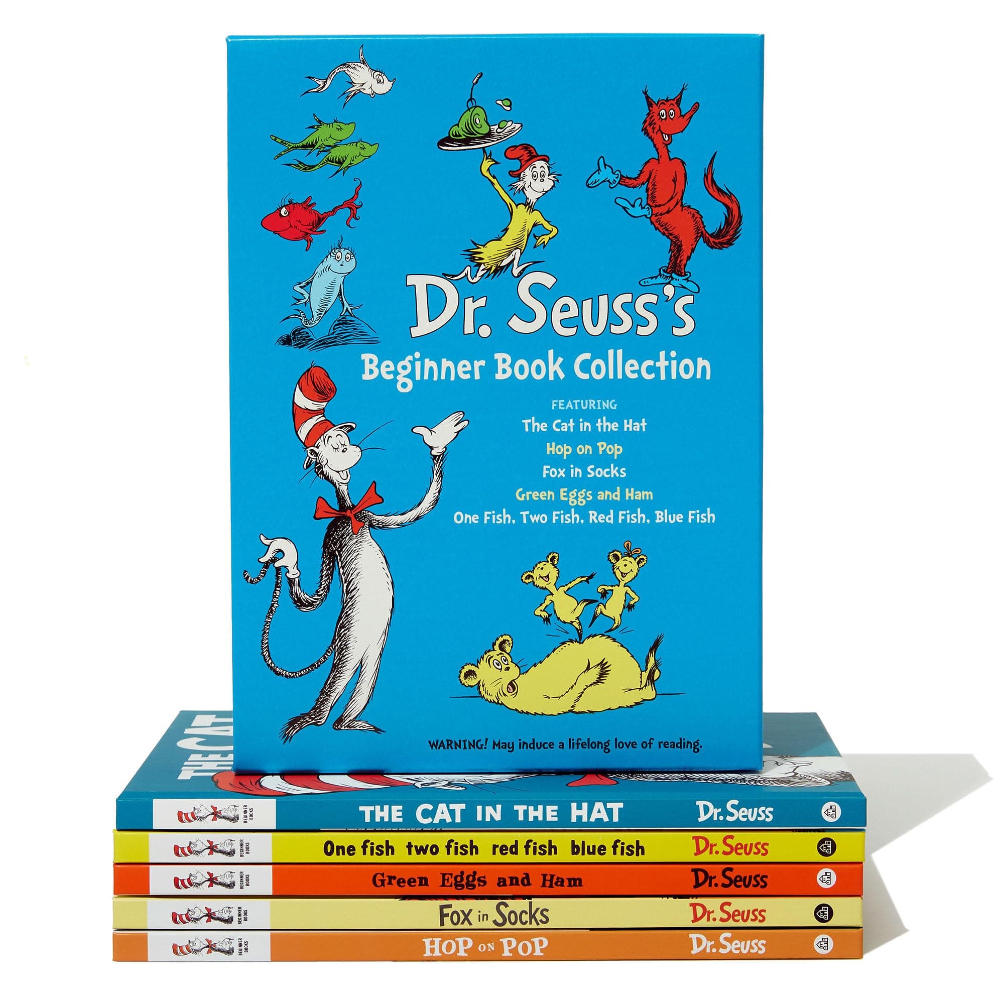 Dr. Seuss's Beginner Book Boxed Set Collection: The Cat in the Hat; One Fish Two Fish Red Fish Blue Fish; Green Eggs and Ham; Hop on Pop; Fox in Socks
