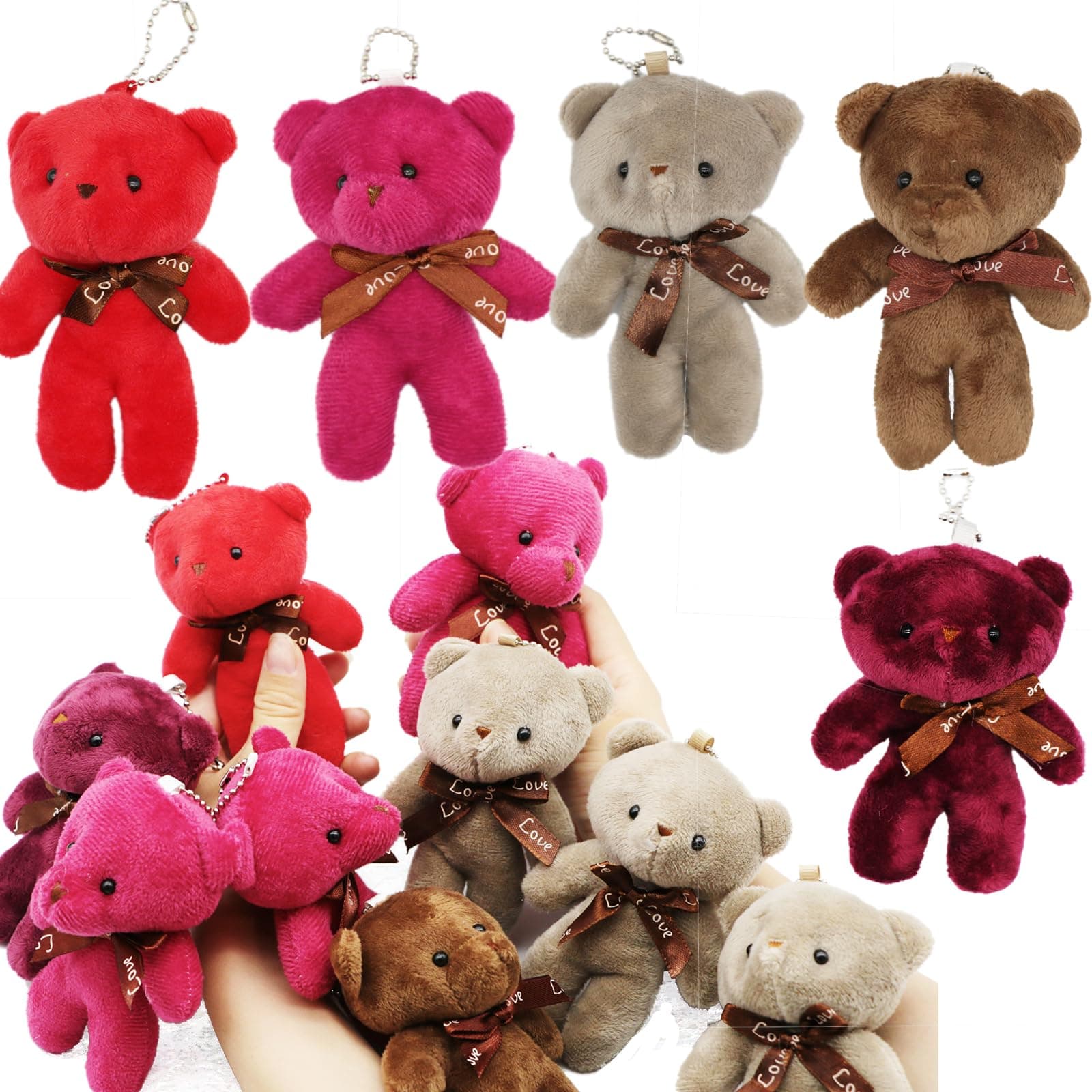 15pcs 4.7' Bear Doll Plush Bulk Bear Doll Pendant for Keychain Small Plush Stuffed Bear Keychain for Birthday Wedding Party Favor Gifts Animals Soft Bears Doll Stuffed Animals Doll