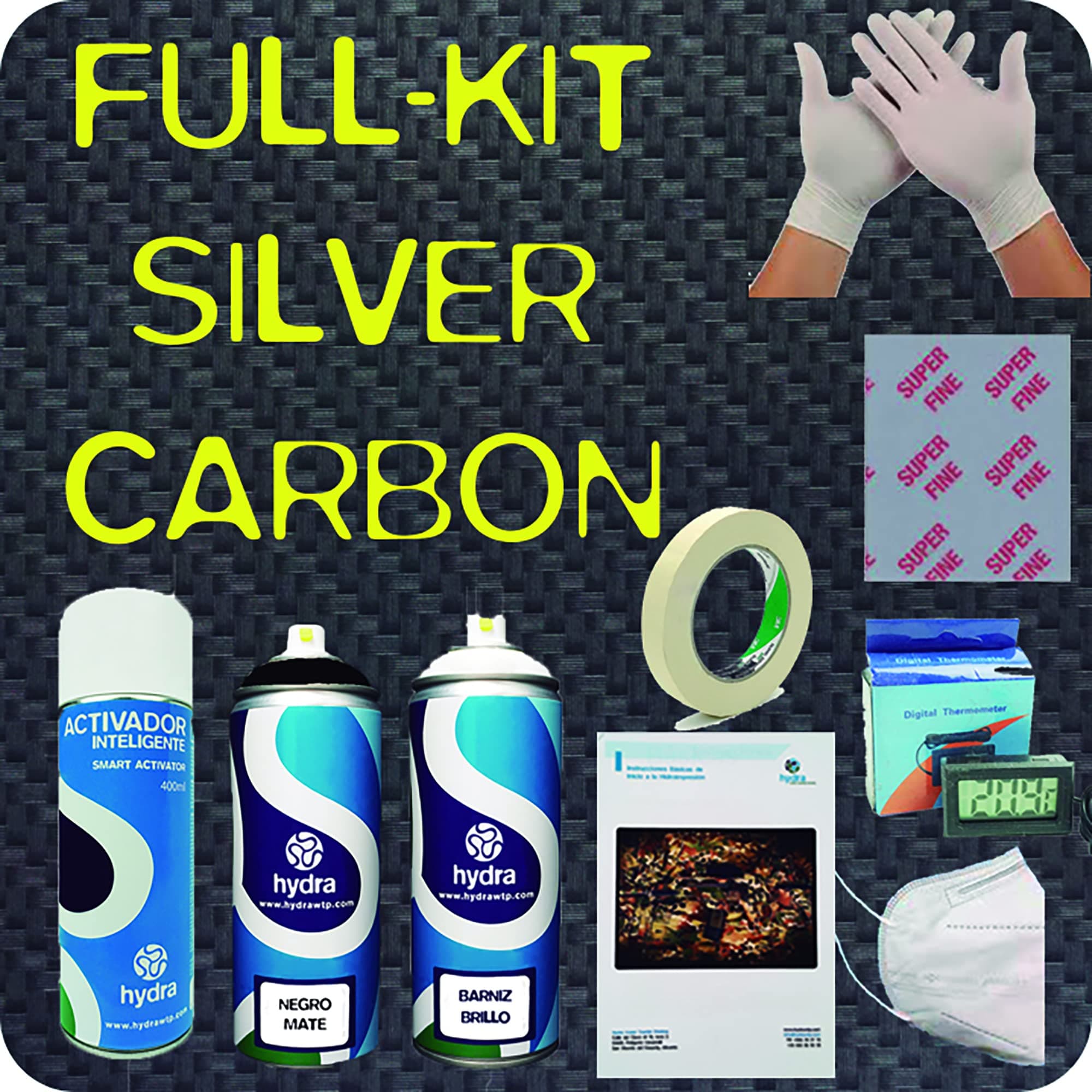 Complete Hydro Dipping KIT Carbon Fiber Silver Wave HFC-097 Activator Water Transfer Printing Hydrographics Hydrodipping