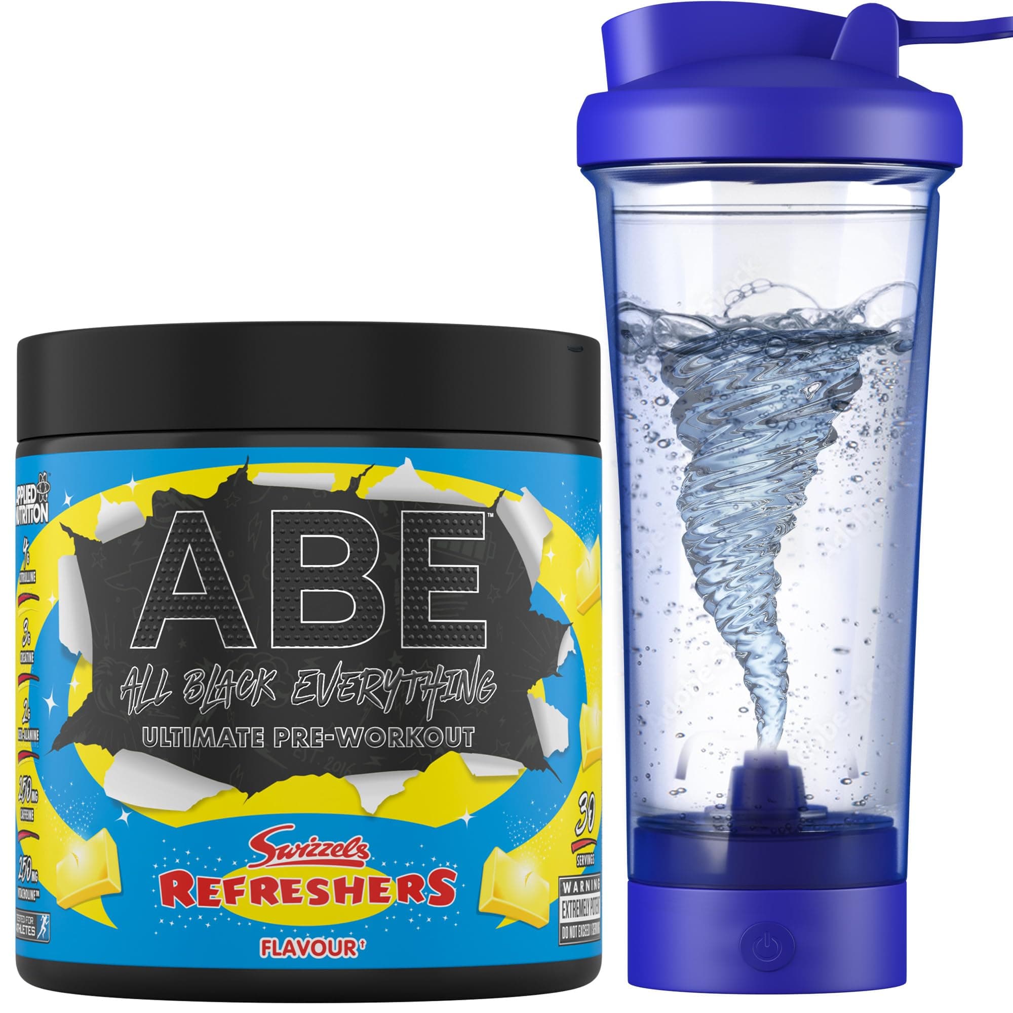 Applied NutritionBundle ABE Pre Workout 375g + Electric Shaker | All Black Everything Pre Workout Powder, Energy Drink, Physical Performance, Creatine, Beta Alanine, Caffeine (Lemon Refresh)