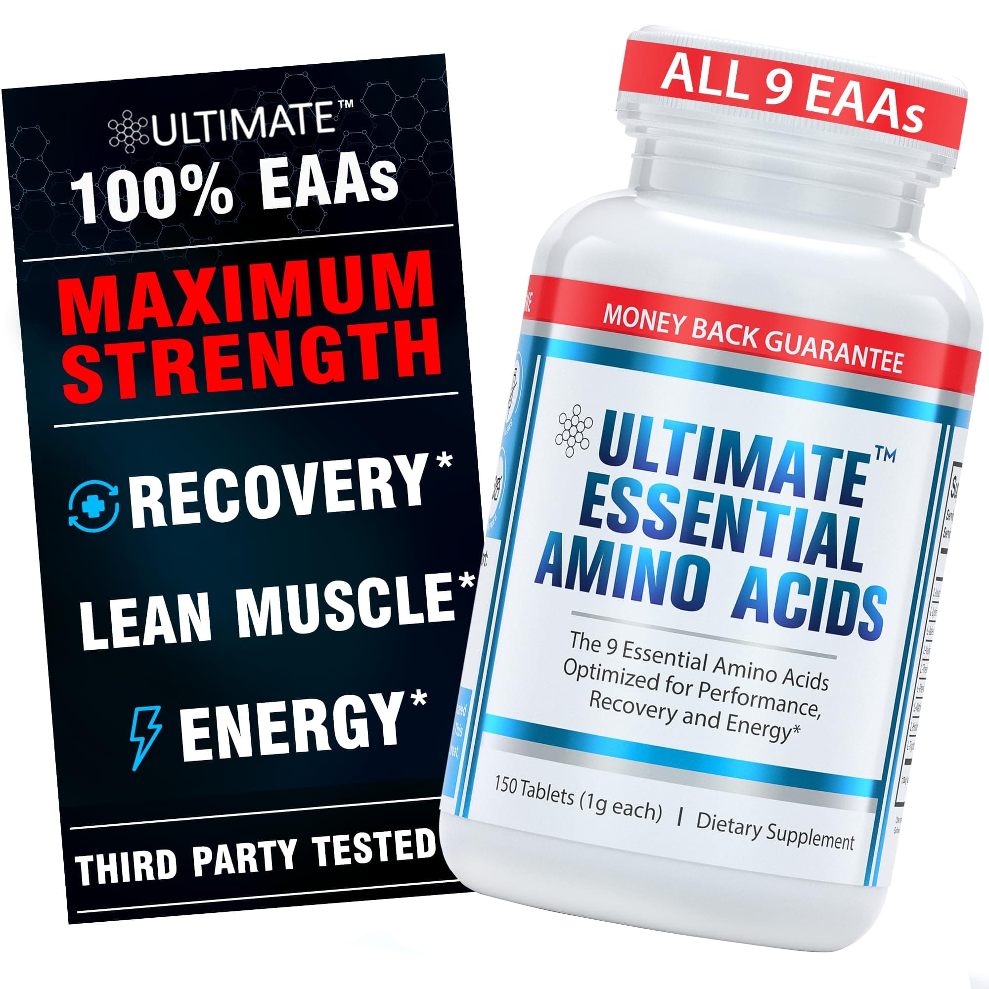 Essential Amino Acids Supplement for Cutting, Fasting & Workouts, All 9 EAAs, 3000mg, 40% Leucine, 4:1:1 BCAA Ratio, Binder-Free with Organic Coating, Vegan, Keto, Non-GMO, 150 Tablets