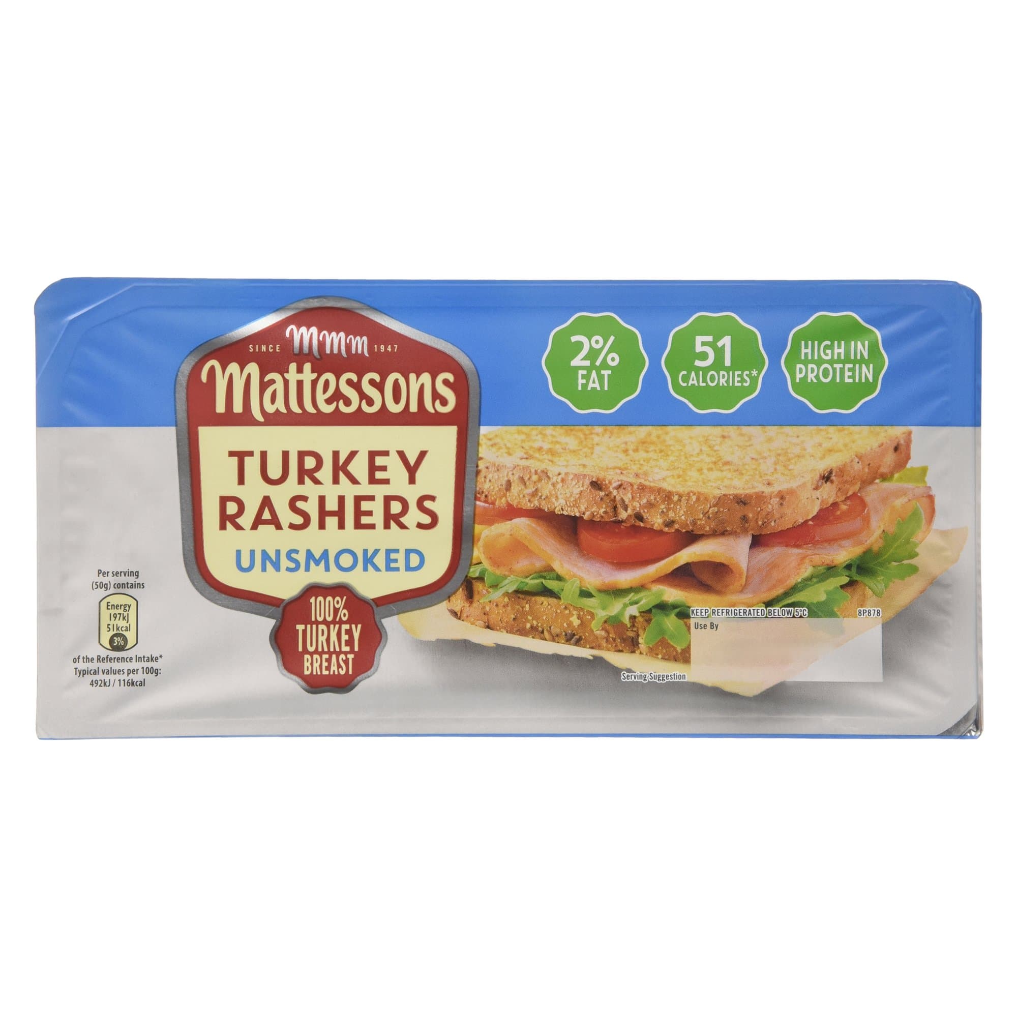 Mattessons Unsmoked Turkey Rashers, 200g