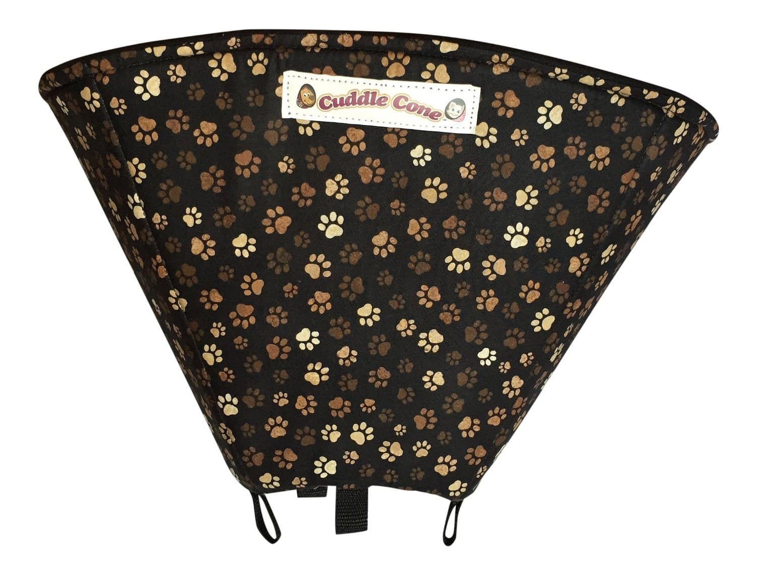 Pet Recovery Cone Soft E-collar - Black Paw Print (X-Small: 8"-10")