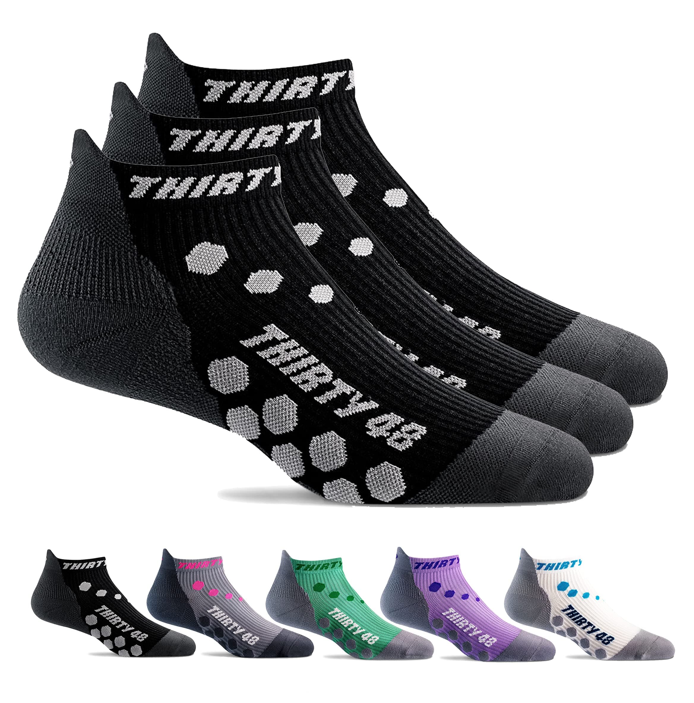 Thirty48 Compression Low Cut Running Socks for Men and Women | 15-20mmHg Compression