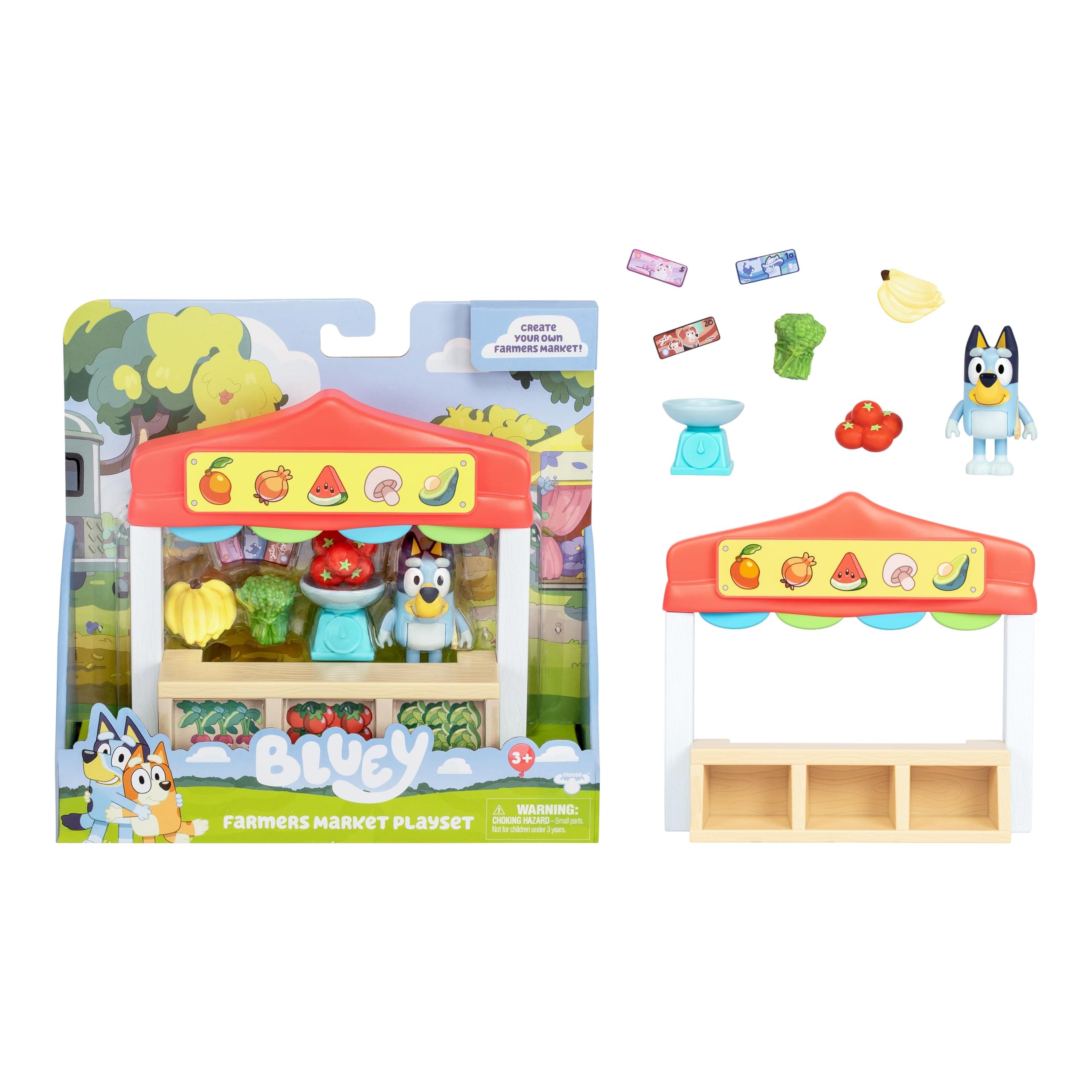 Bluey Mini Playsets Bluey The Market Stand Playset Includes Articulated Bluey Figure, Shopping Bag, Accessories & Tickets
